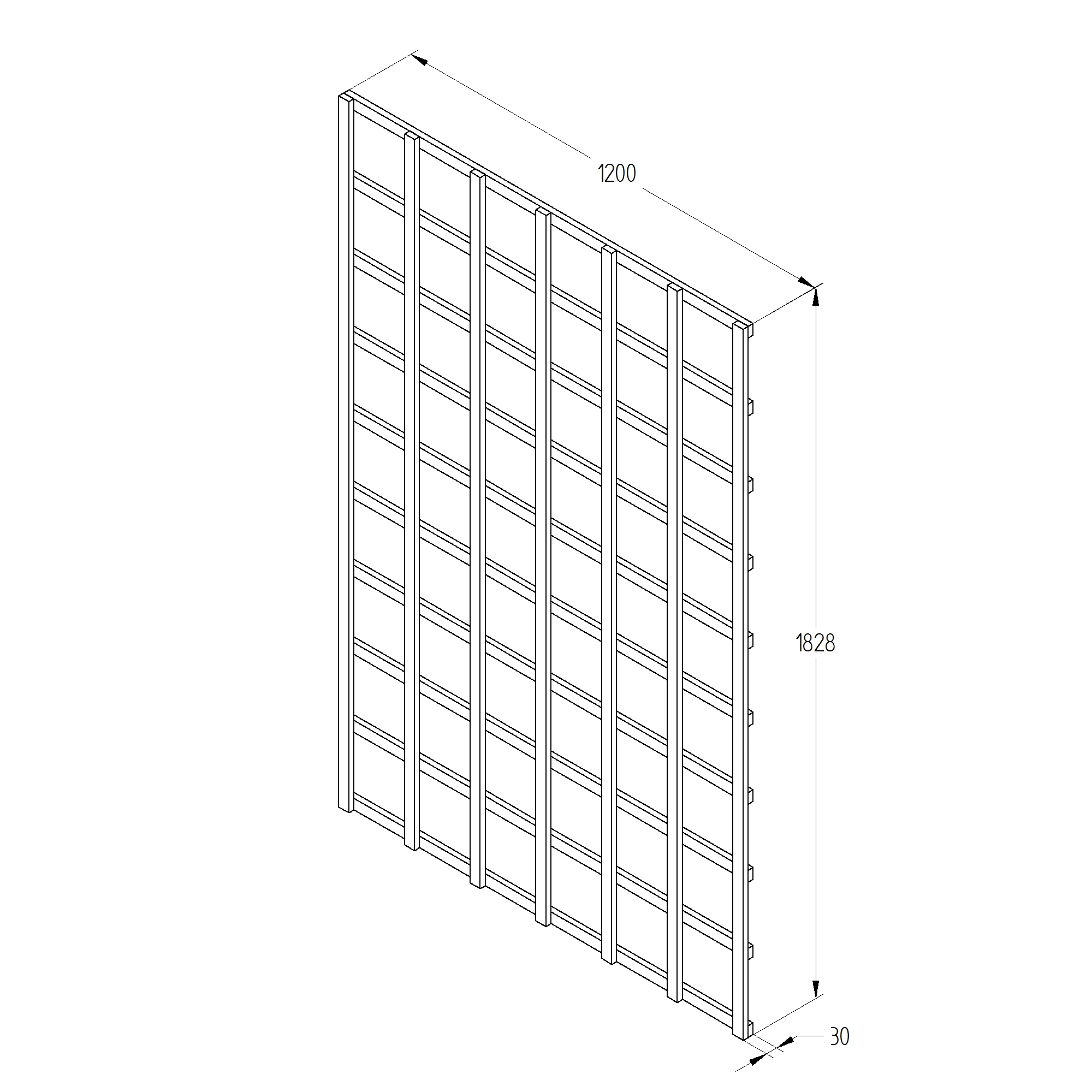 6ft Pine Trellis Panel, Pack Of 4 (W)120cm X (H)183cm - Image 3