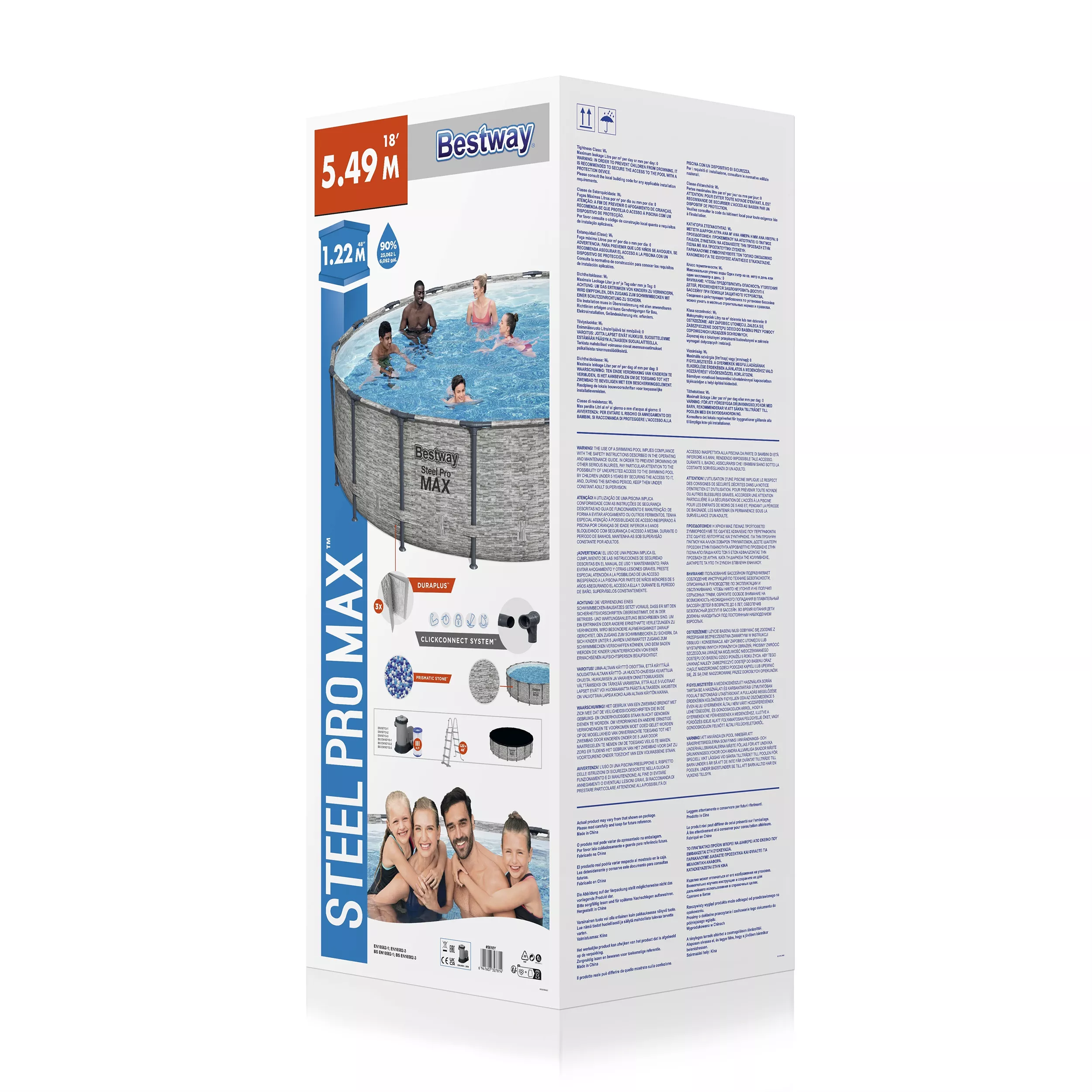 Bestway Steel Pro MAX™ Realistic Stone Print Polyvinyl Chloride (PVC) & Steel Pool (W) 5.49m X (L) 5.49m - Image 2