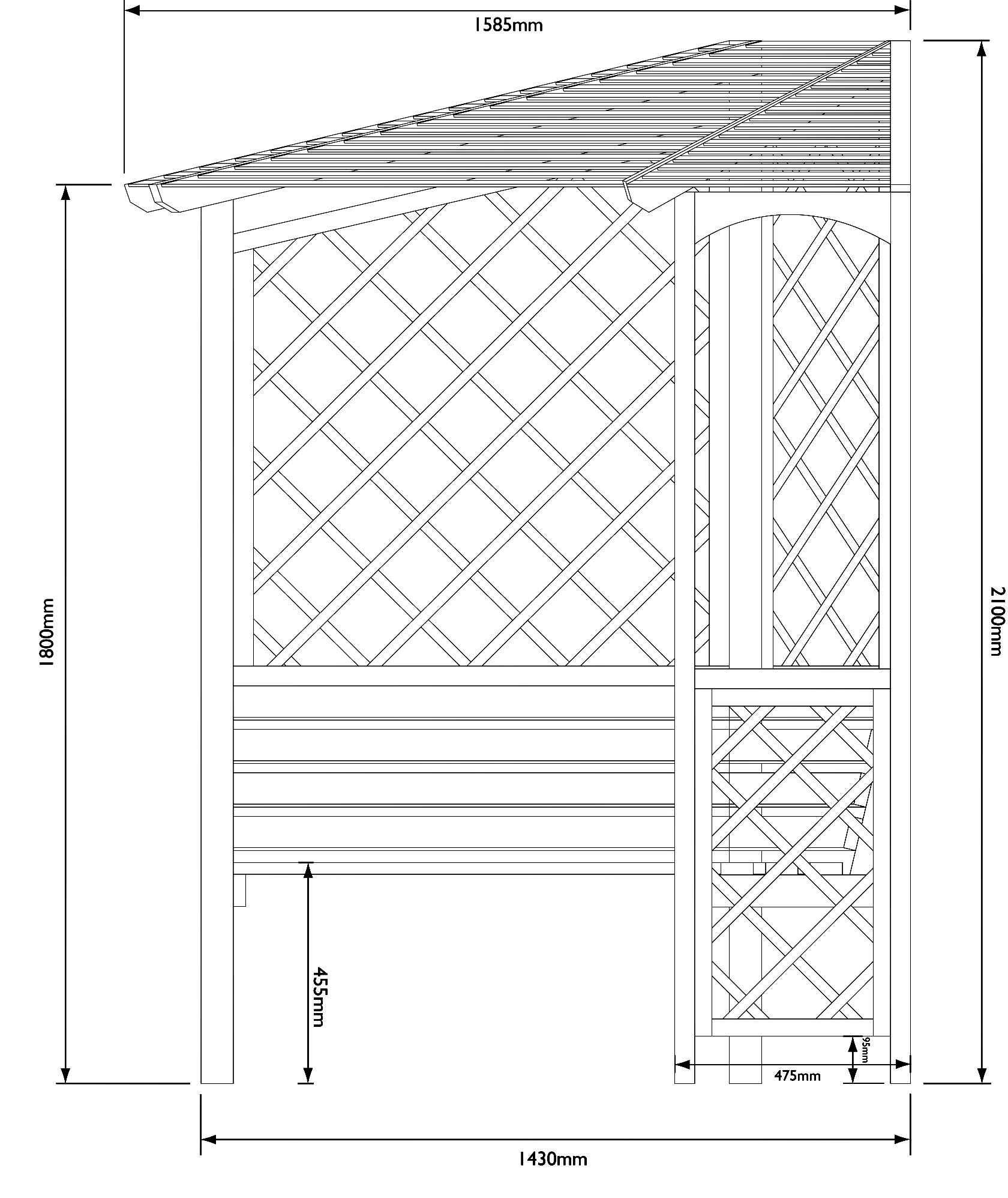 Blooma Chiltern Corner Arbour, (H)2100mm (W)1580mm (D)1580mm - Assembly Required - Image 3