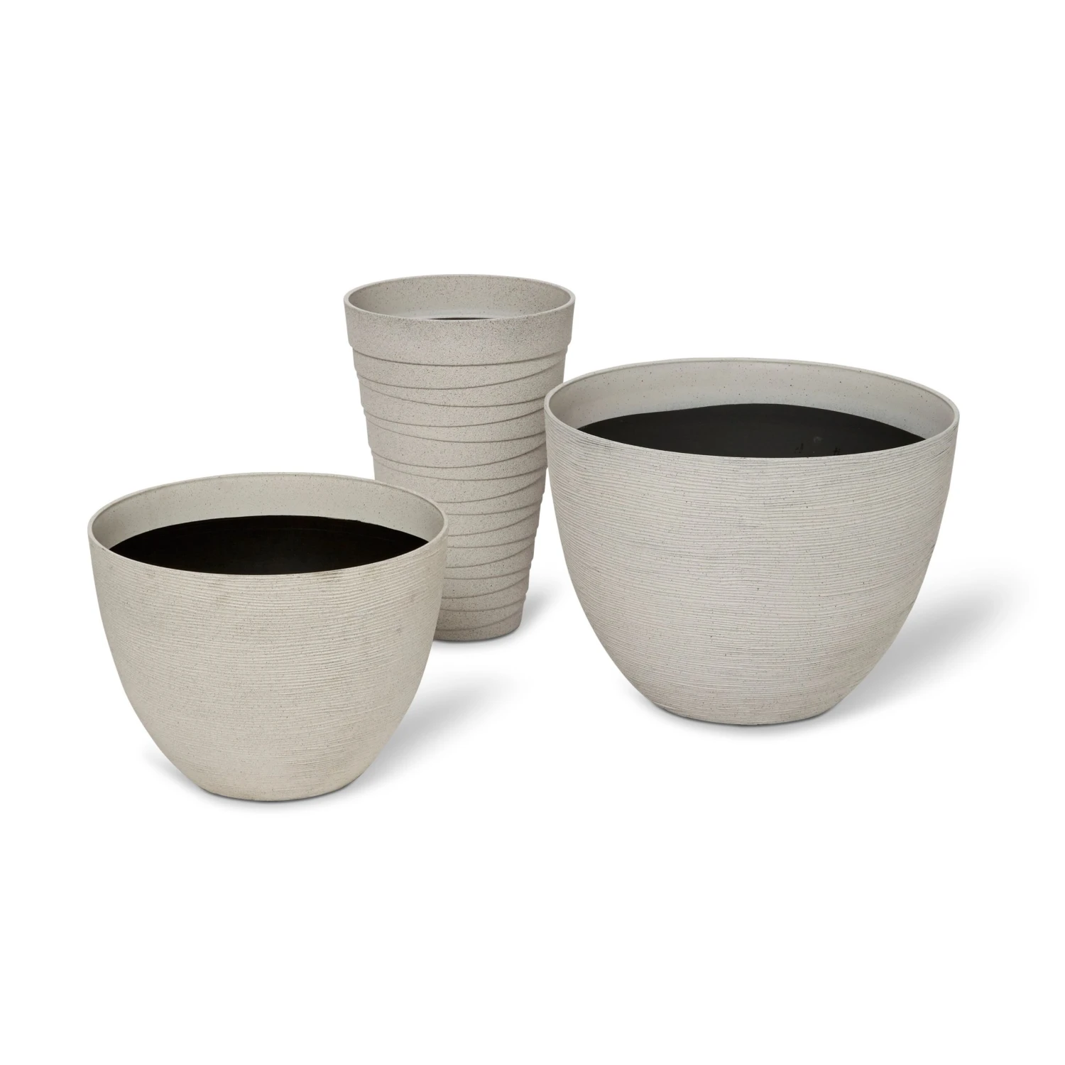 Blooma Momoka Taupe Stone Effect Plastic Circular Plant Pot (Dia)30cm - Image 2