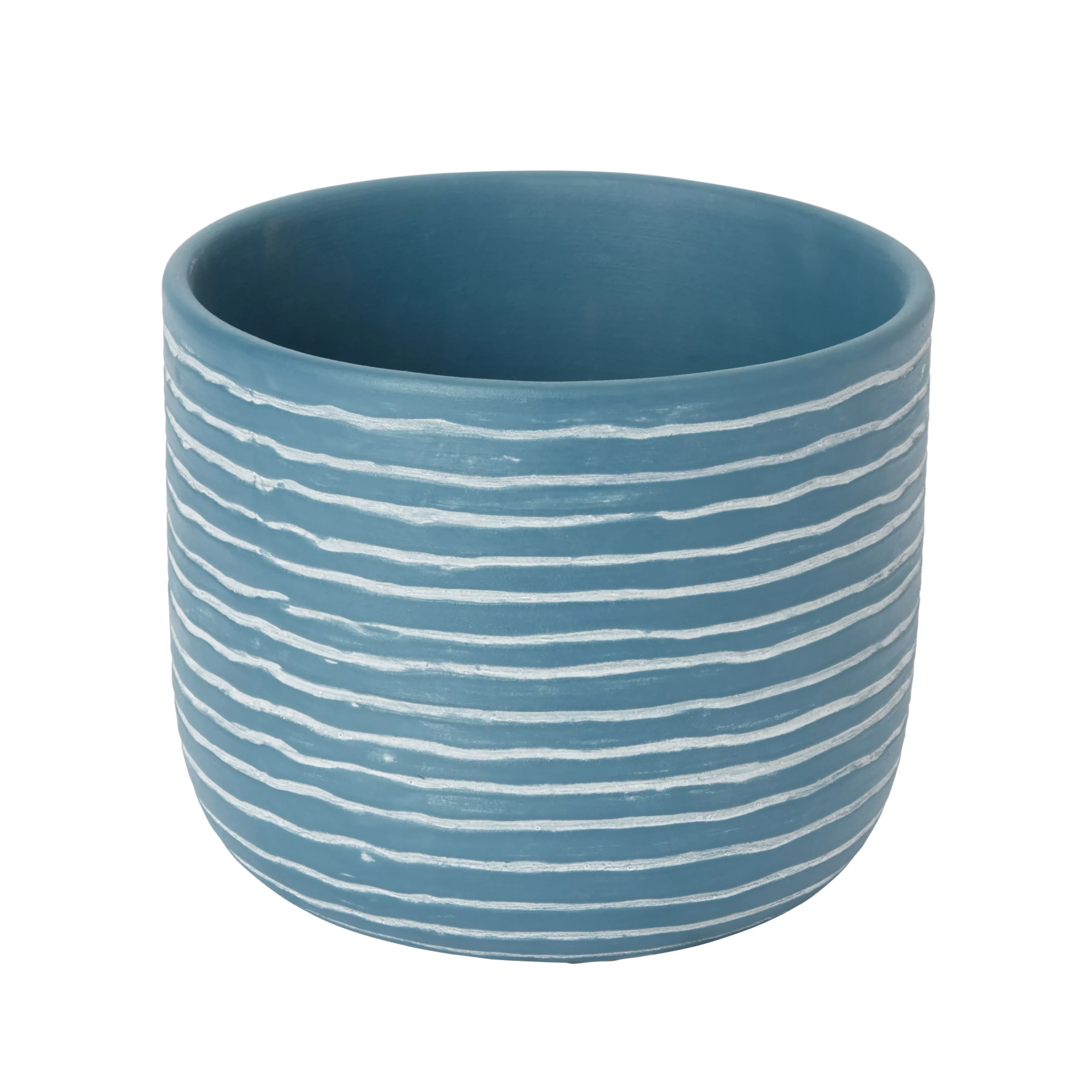 Blue Coral Clay Striped Round Plant Pot (Dia)20cm