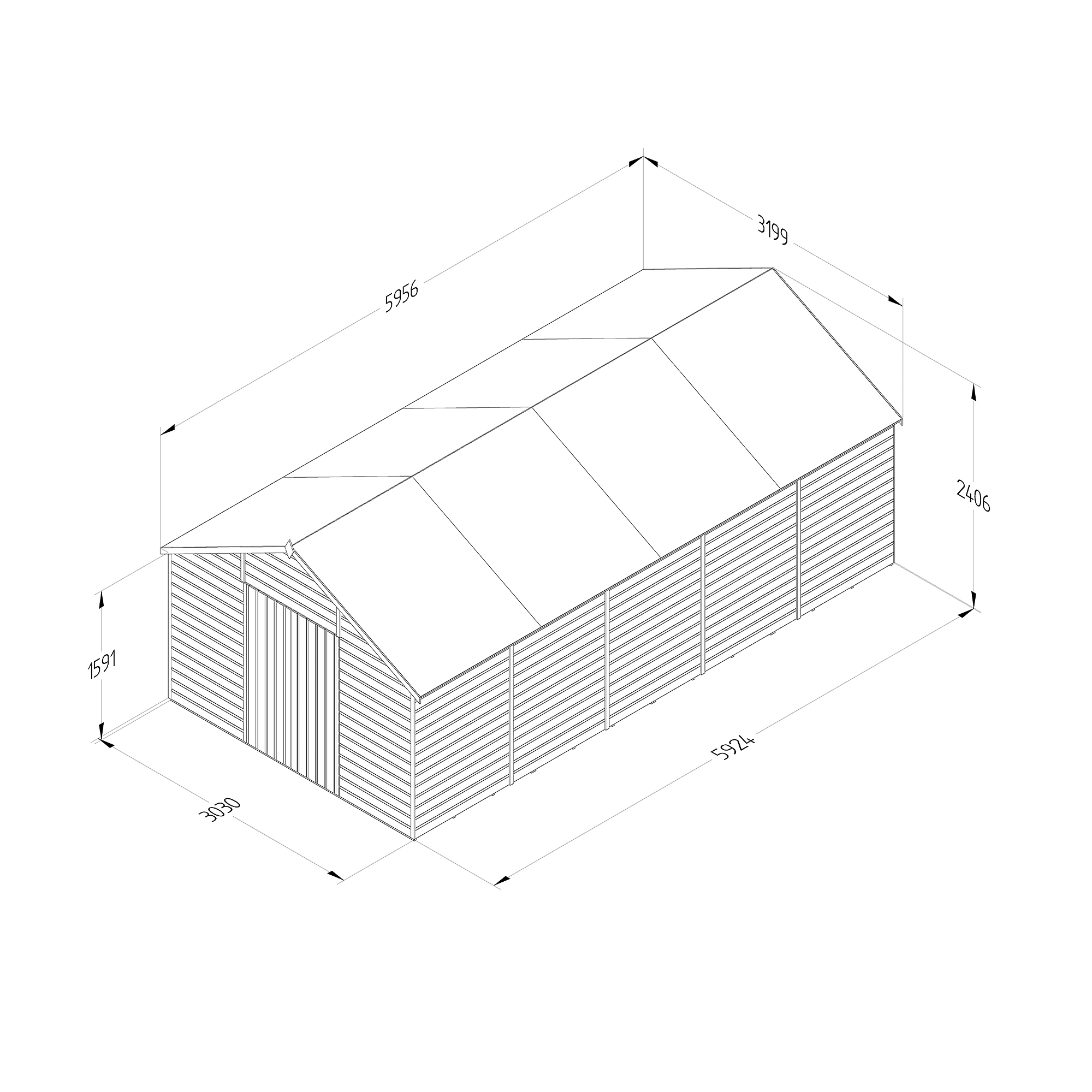 Forest Garden 10x20 Apex Dip Treated Shiplap Wooden Shed With Floor (Base Included) - Assembly Service Included - Image 7