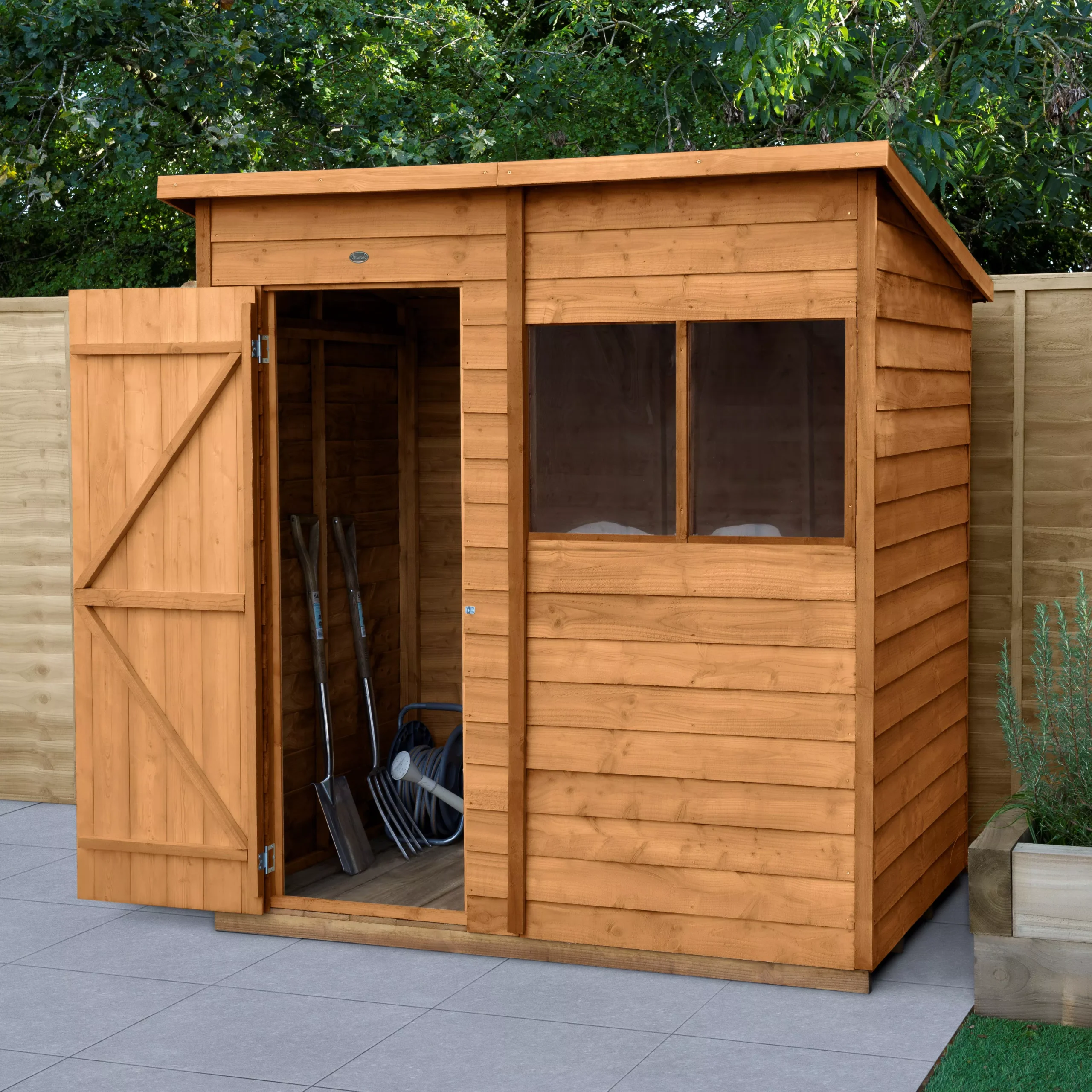 Forest Garden 6x4 Pent Dip Treated Overlap Wooden Shed With Floor - Assembly Service Included