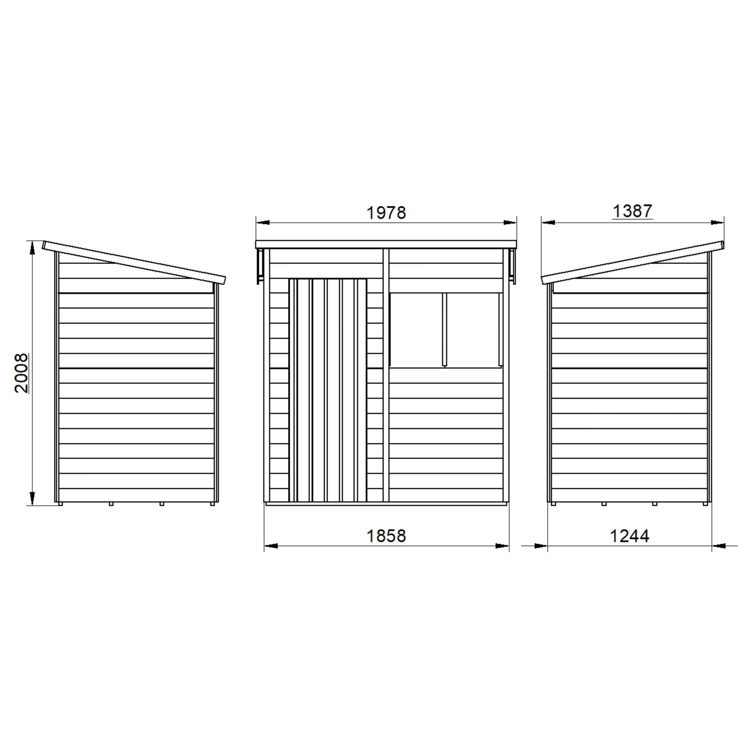 Forest Garden 6x4 Pent Dip Treated Overlap Wooden Shed With Floor - Image 7