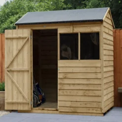 Forest Garden 6x4 Reverse Apex Pressure Treated Overlap Wooden Shed With Floor - Assembly Service Included