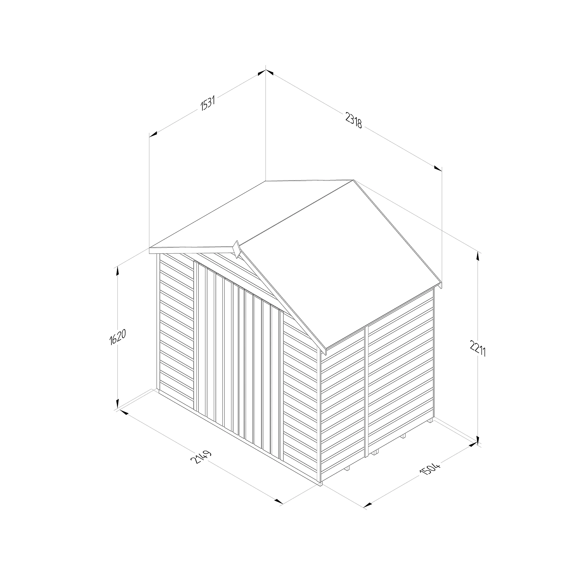 Forest Garden 7x5 Apex Dip Treated Shiplap Wooden Shed With Floor - Assembly Service Included - Image 4