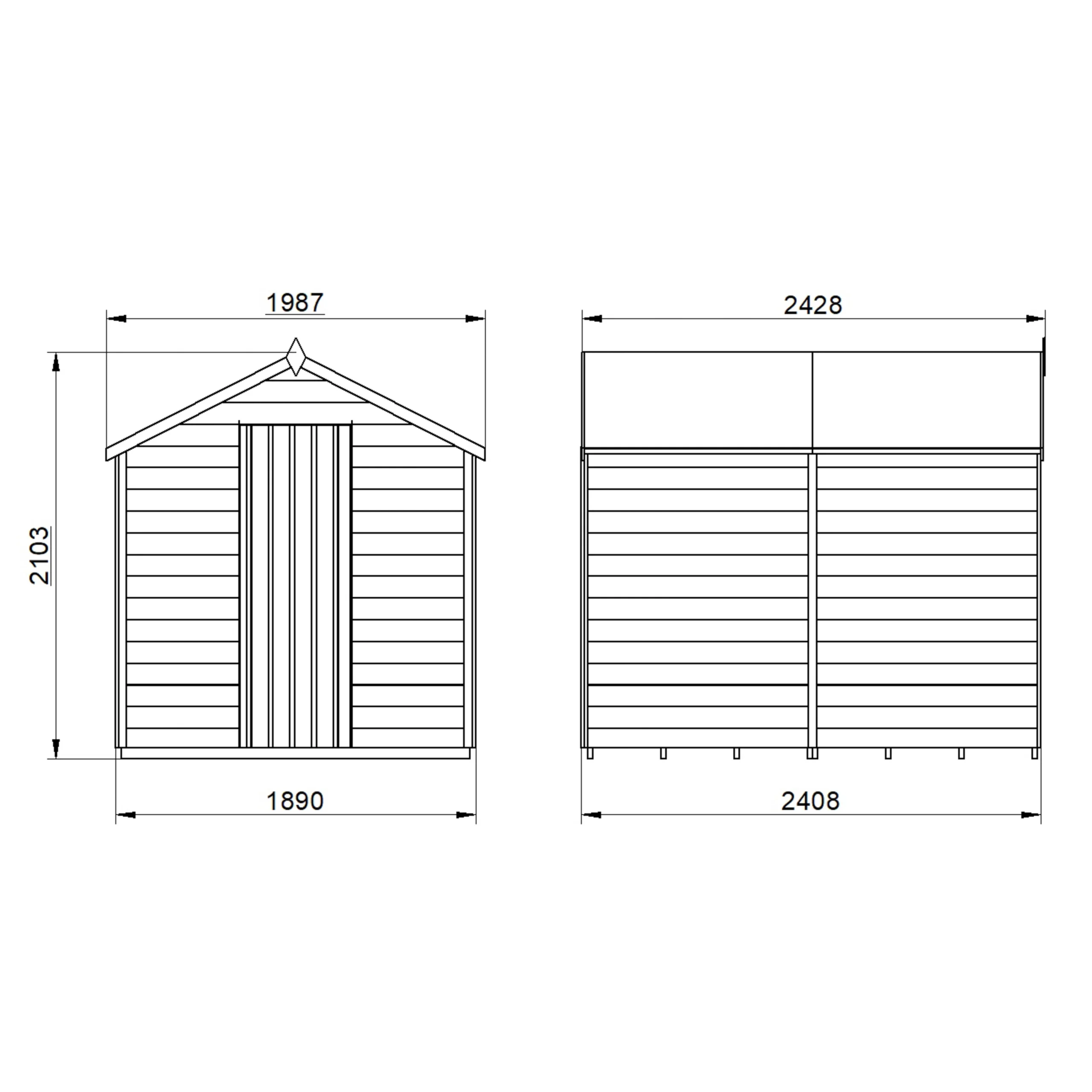Forest Garden 8x6 Apex Pressure Treated Overlap Wooden Shed With Floor (Base Included) - Image 5