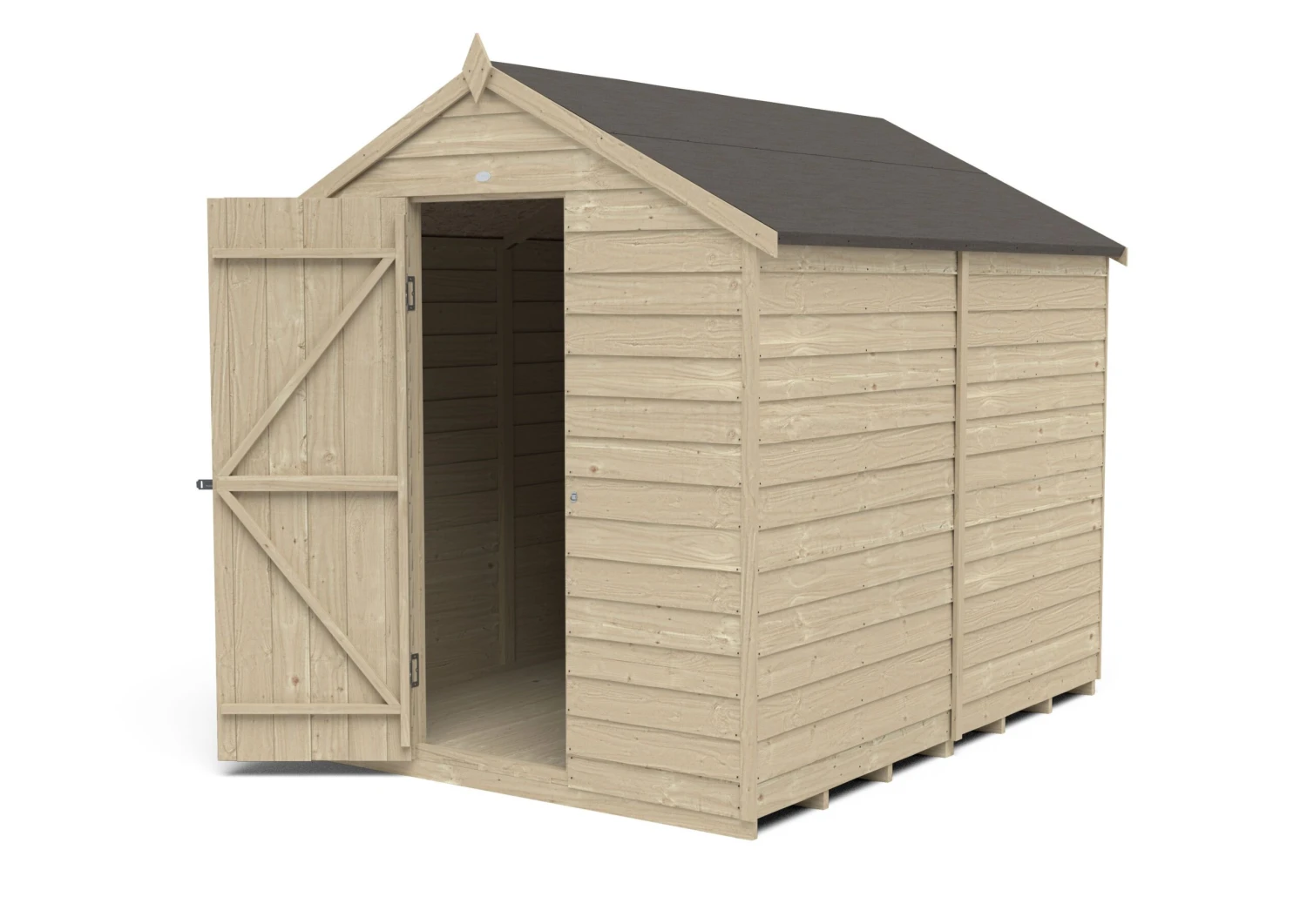 Forest Garden 8x6 Apex Pressure Treated Overlap Wooden Shed With Floor (Base Included) - Image 3