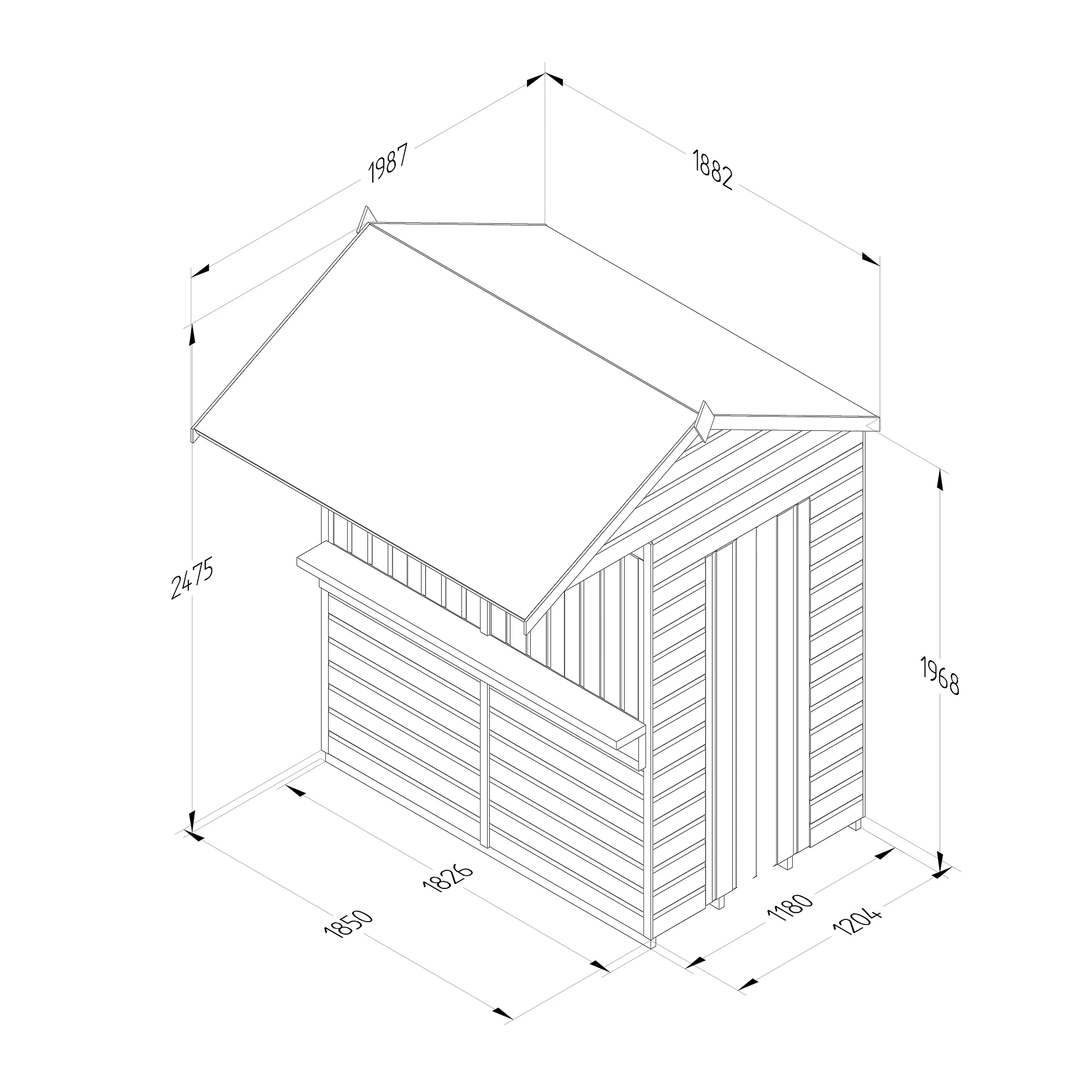 Forest Garden Apex Shiplap Wooden Garden Bar With Single Door - Assembly Service Included - Image 6