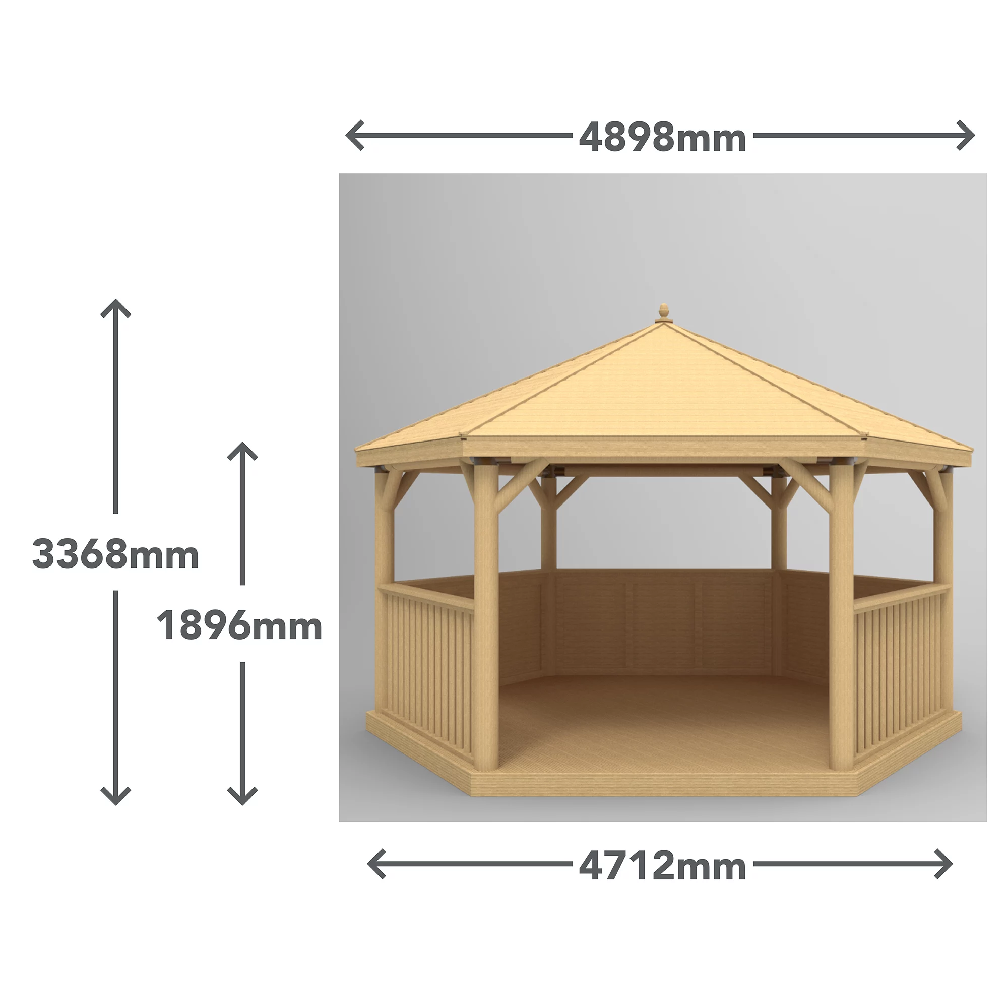Forest Garden Hexagonal Gazebo With Timber Roof, (W)4.9m (D)4.24m - Image 8