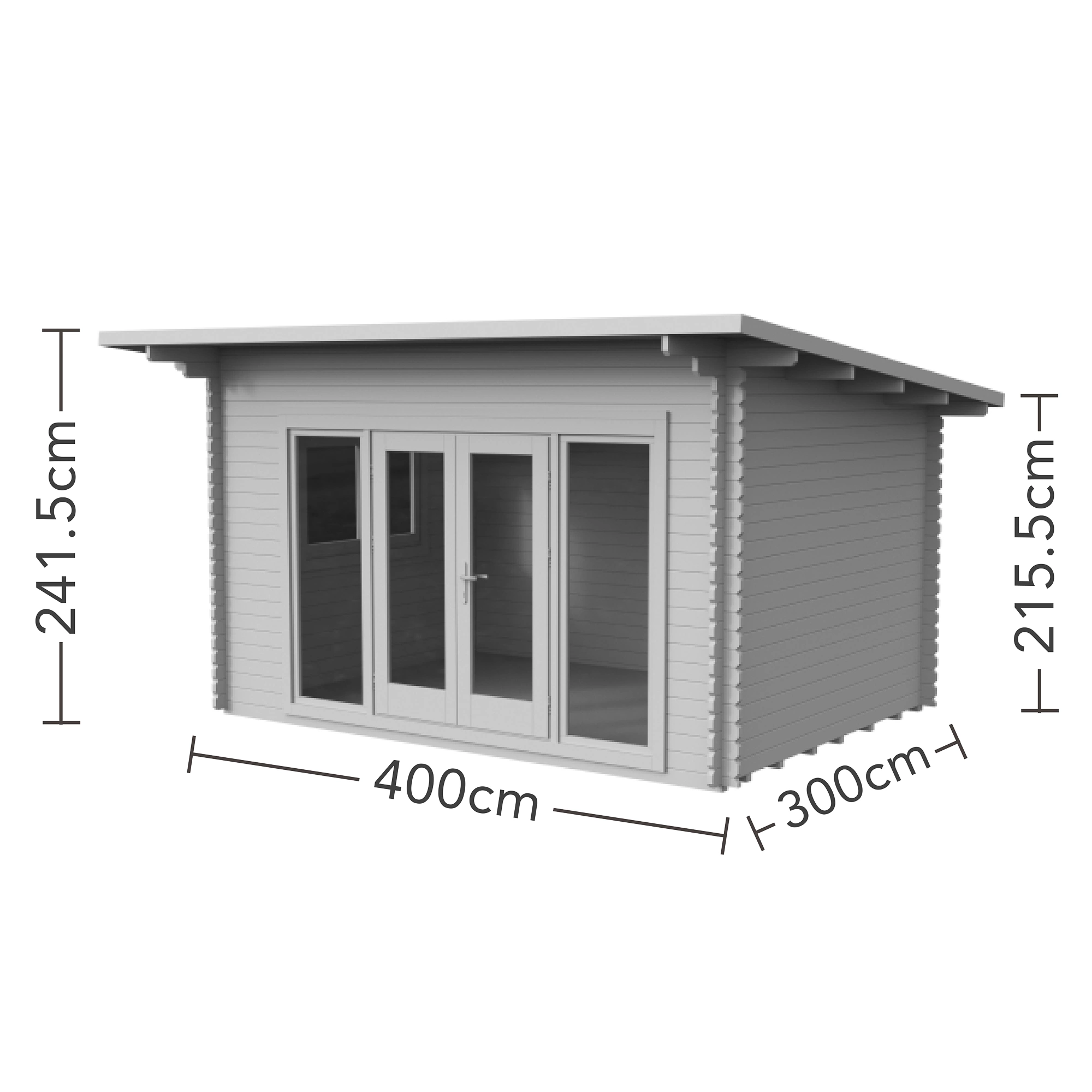 Forest Garden Melbury 4x3 Toughened Glass Pent Loglap Solid Wood Cabin With Double Door - Image 8