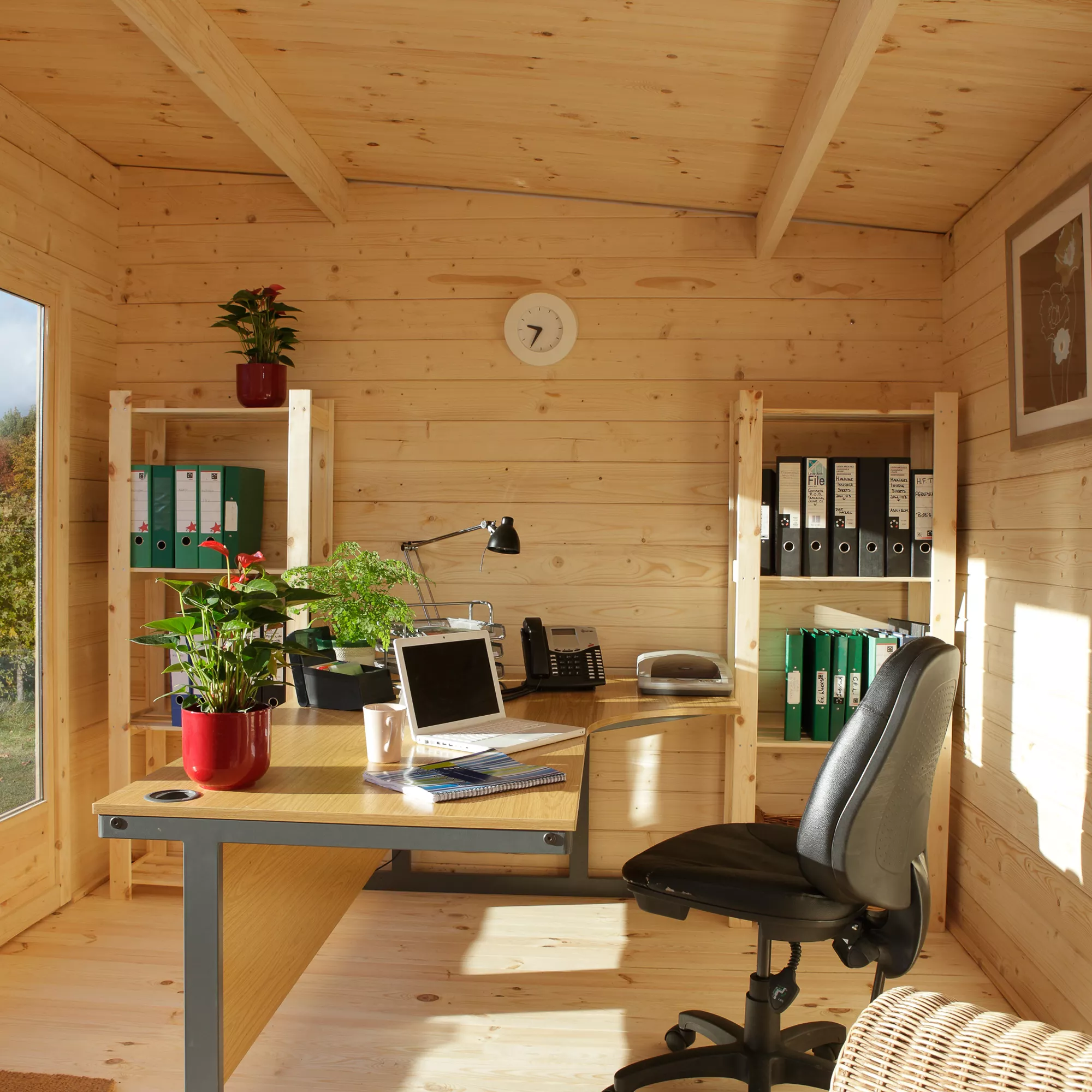 Forest Garden Melbury 4x3 Toughened Glass Pent Loglap Solid Wood Cabin With Double Door - Image 5