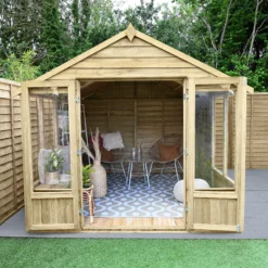 Forest Garden Oakley 8x10 Apex Overlap Solid Wood Summer House With Double Door (Base Included)