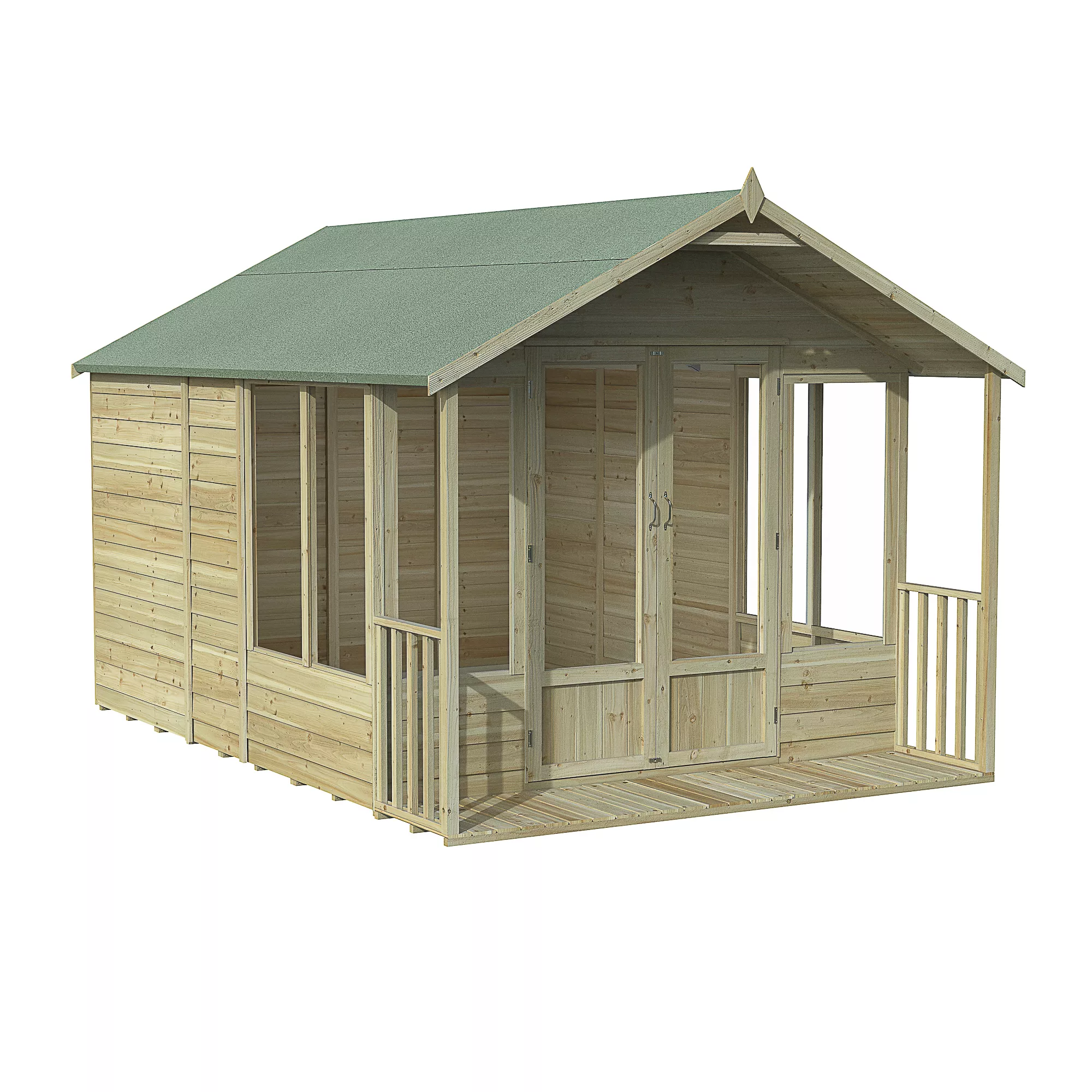 Forest Garden Oakley 8x12 Apex Overlap Solid Wood Summer House With Double Door (Base Included) - Image 2