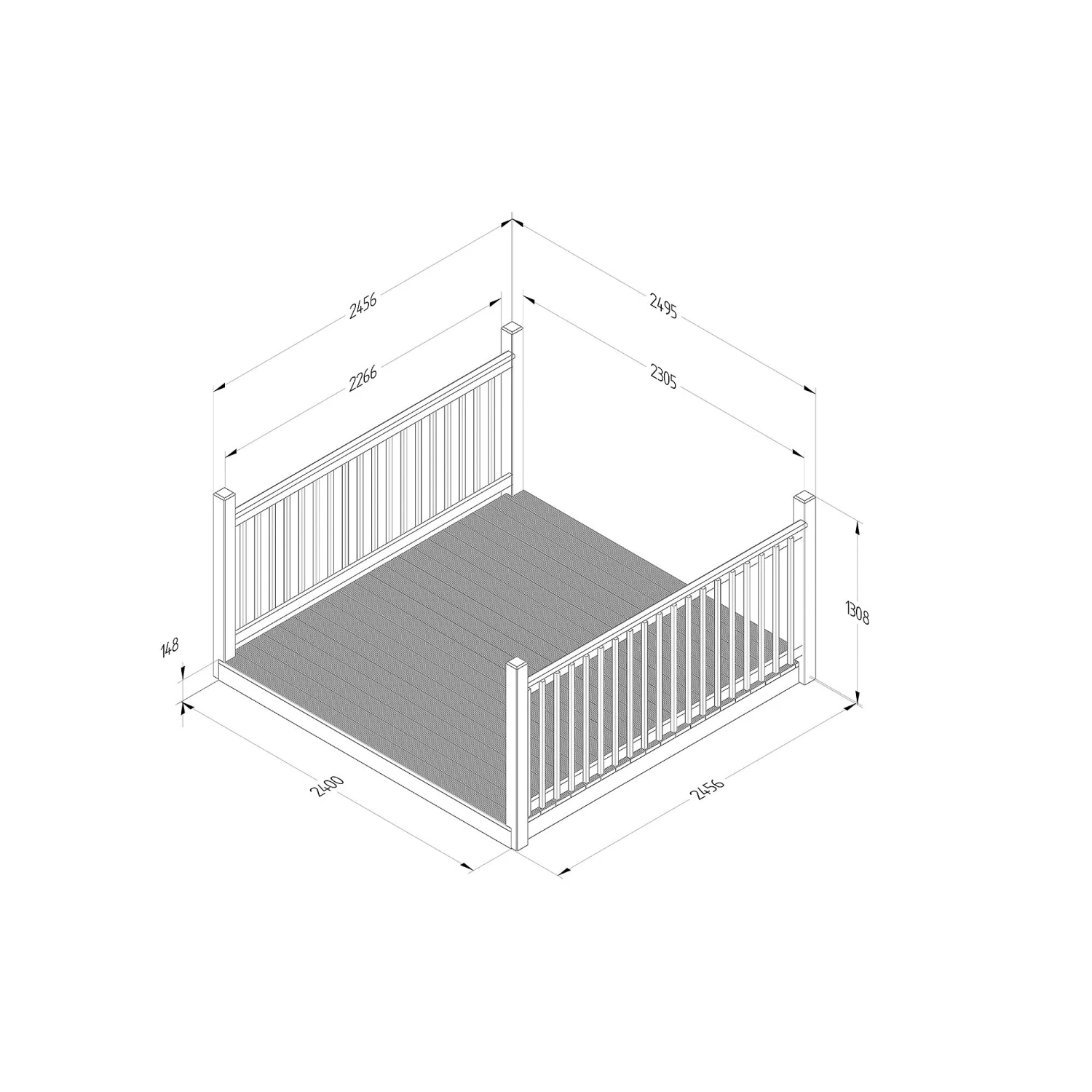 Forest Garden Softwood Decking Kit, X2 Balustrade (L) 1.31m X (W) 2.46m - Image 2
