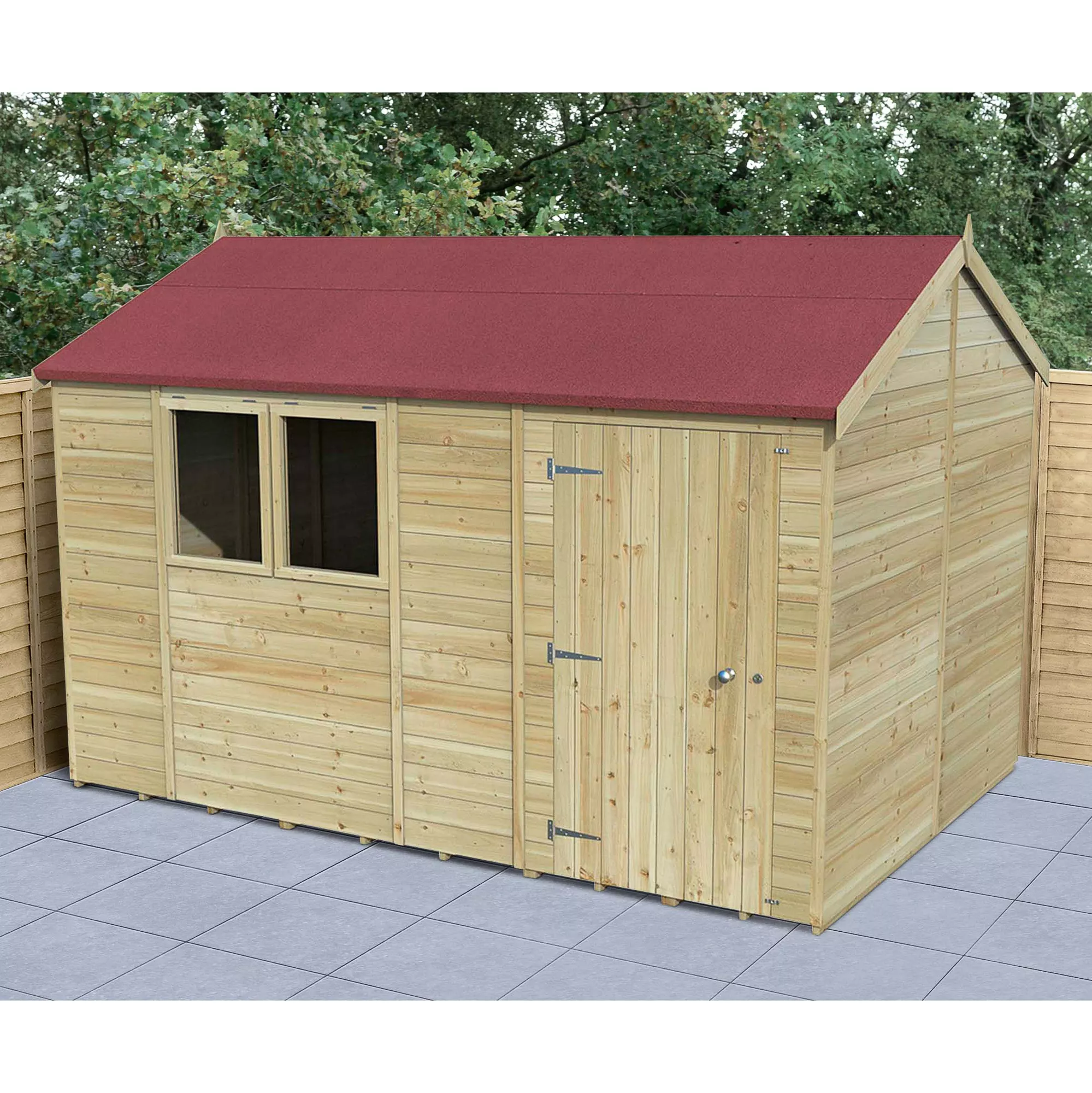 Forest Garden Timberdale 12x8 Ft Reverse Apex Tongue & Groove Wooden Shed With Floor (Base Included)