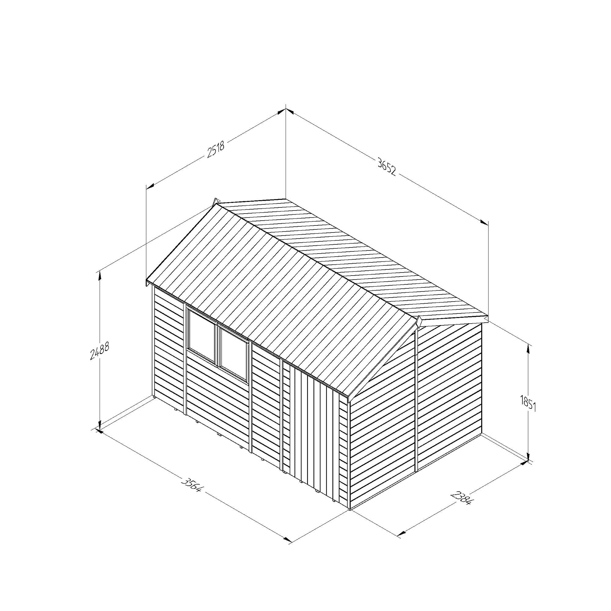 Forest Garden Timberdale 12x8 Ft Reverse Apex Tongue & Groove Wooden Shed With Floor (Base Included) - Image 3