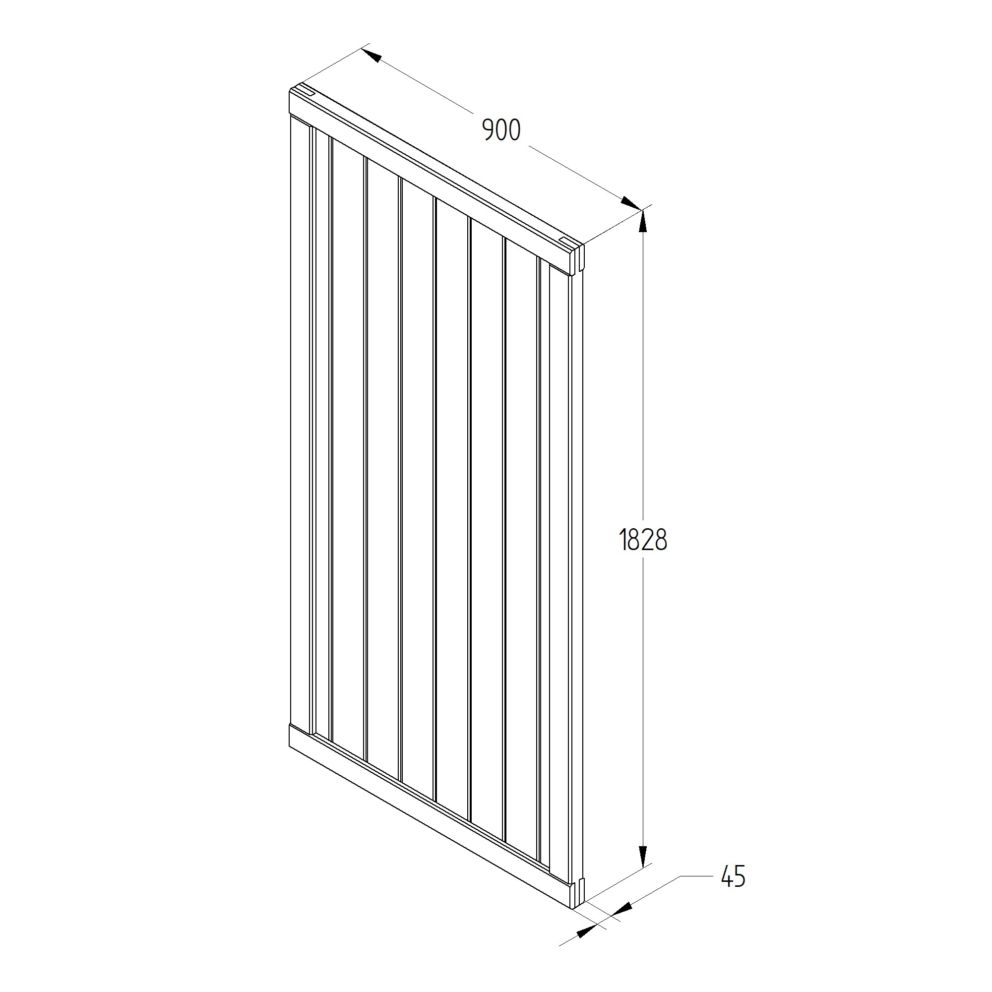 Forest Garden Tongue & Groove Wood Slatted Gate, (H)1.8m (W)0.9m - Image 3