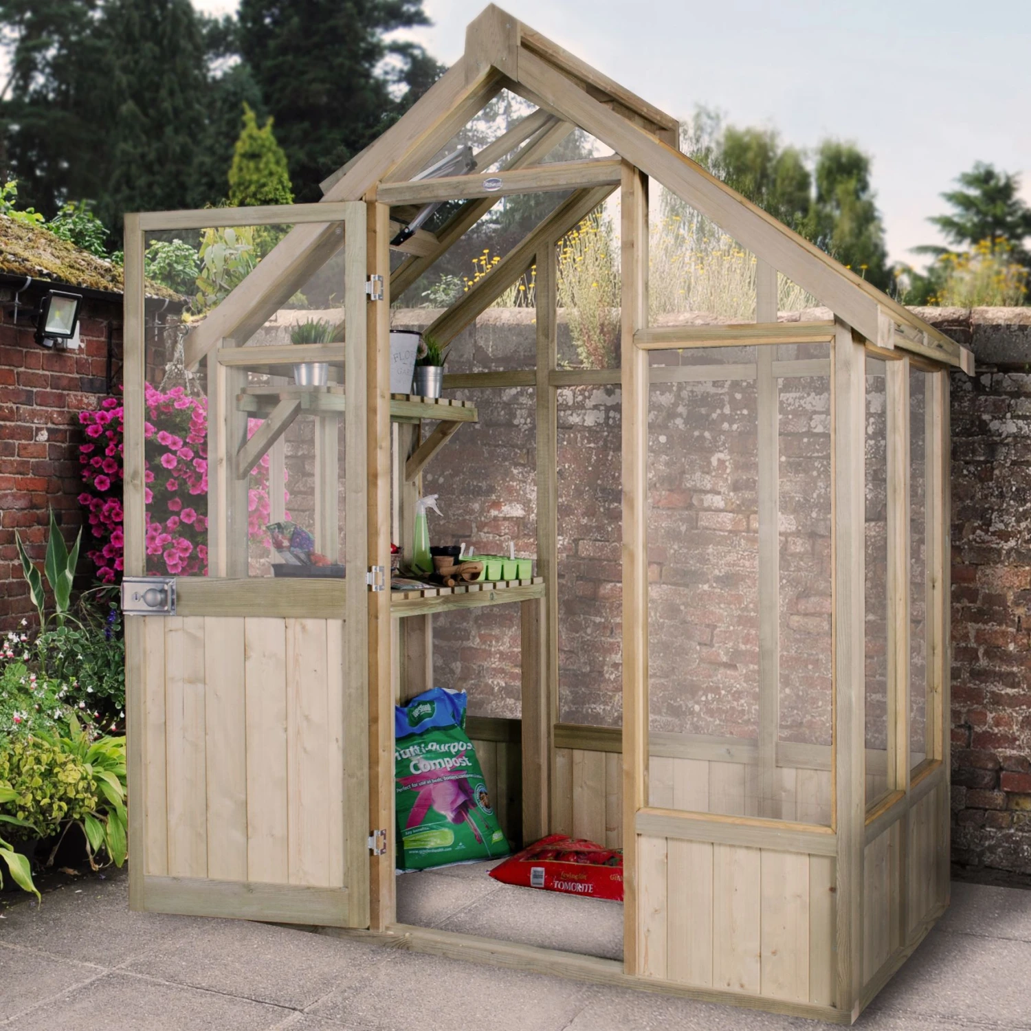 Forest Garden Vale Natural Timber 6x4 Greenhouse - Image 2