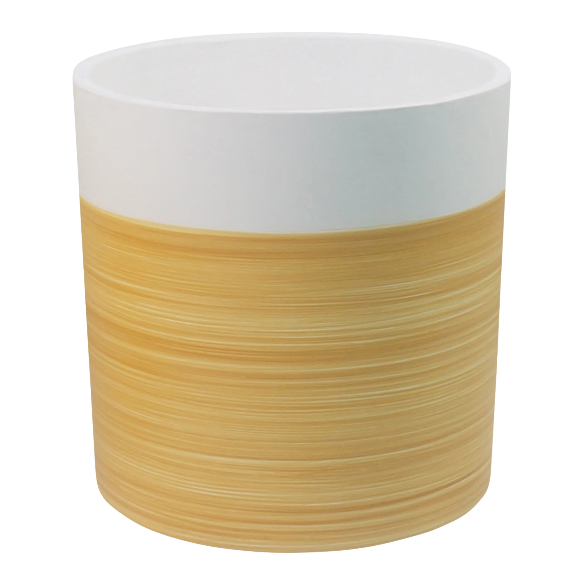 GoodHome Penan White Wood Effect Cement Circular Plant Pot (Dia)38cm