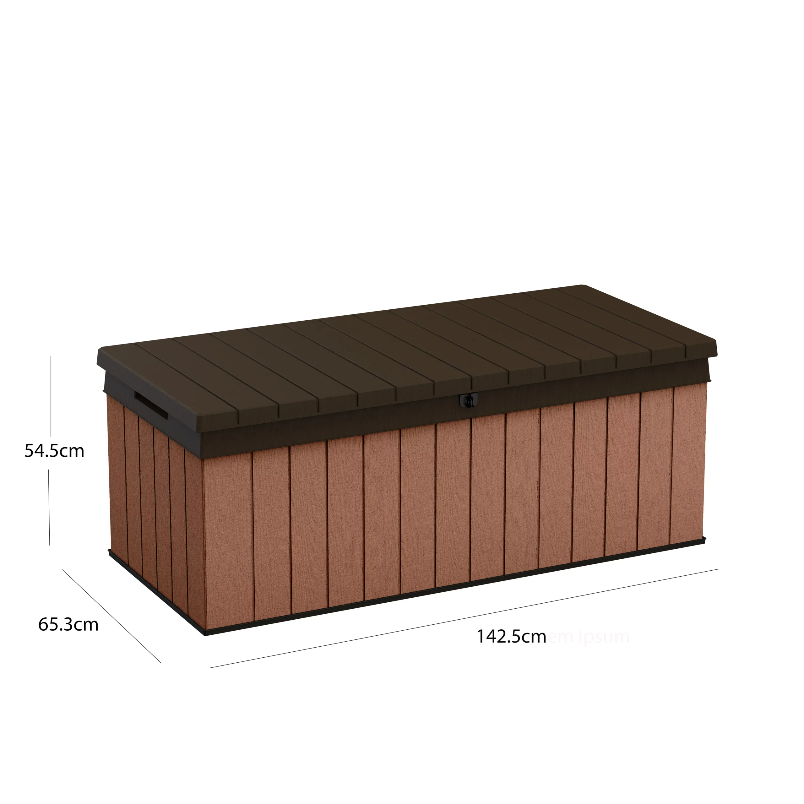 Keter Darwin Wood Effect 5x2 Garden Storage Bench Box 380L - Image 8