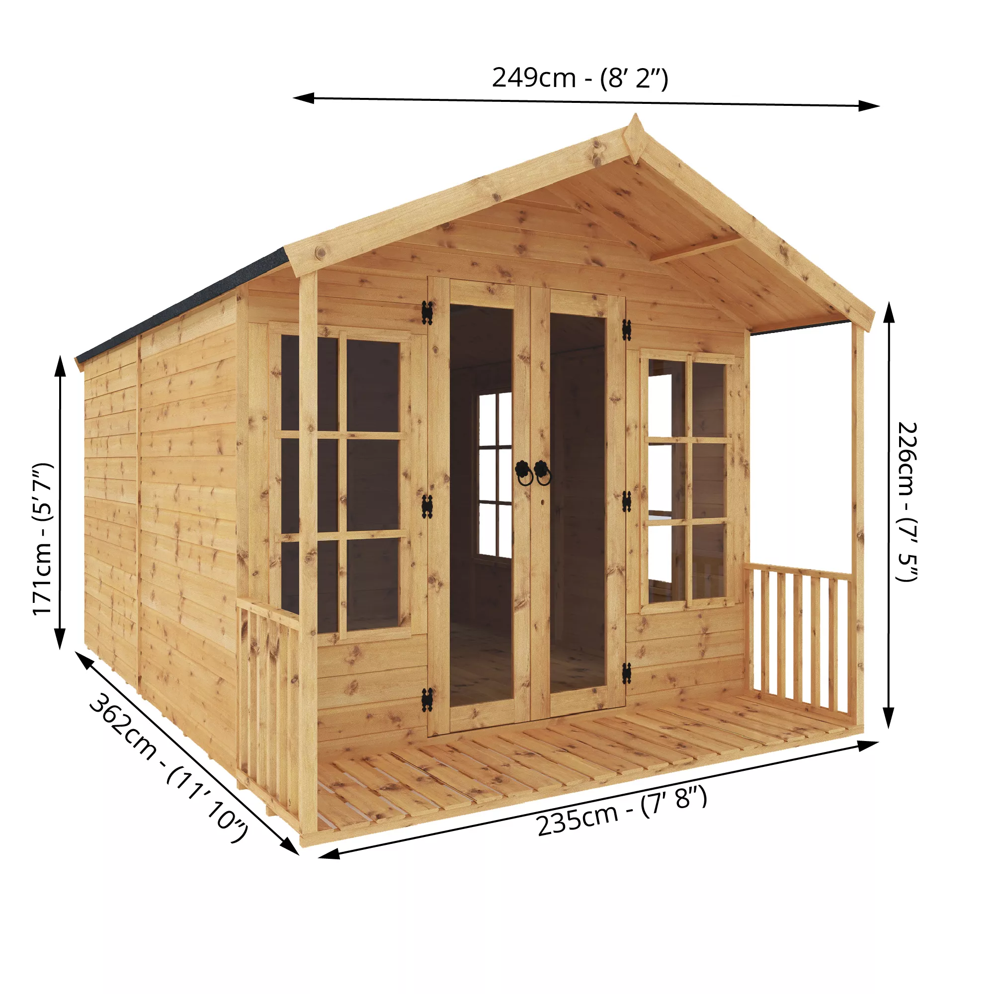 Mercia 12x8 Apex Shiplap Summer House With Double Door - Image 4