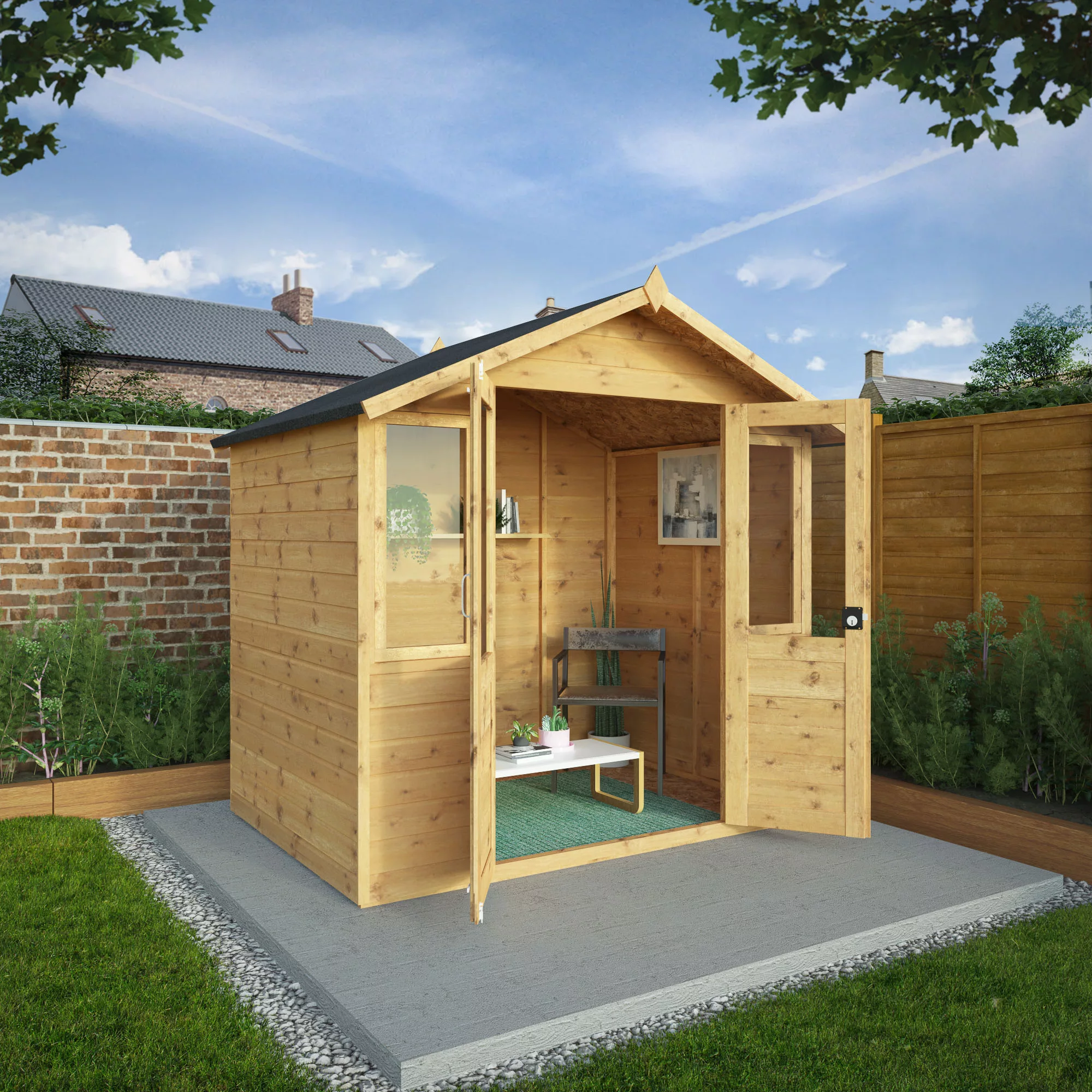 Mercia 7x5 Apex Tongue & Groove Summer House With Double Door