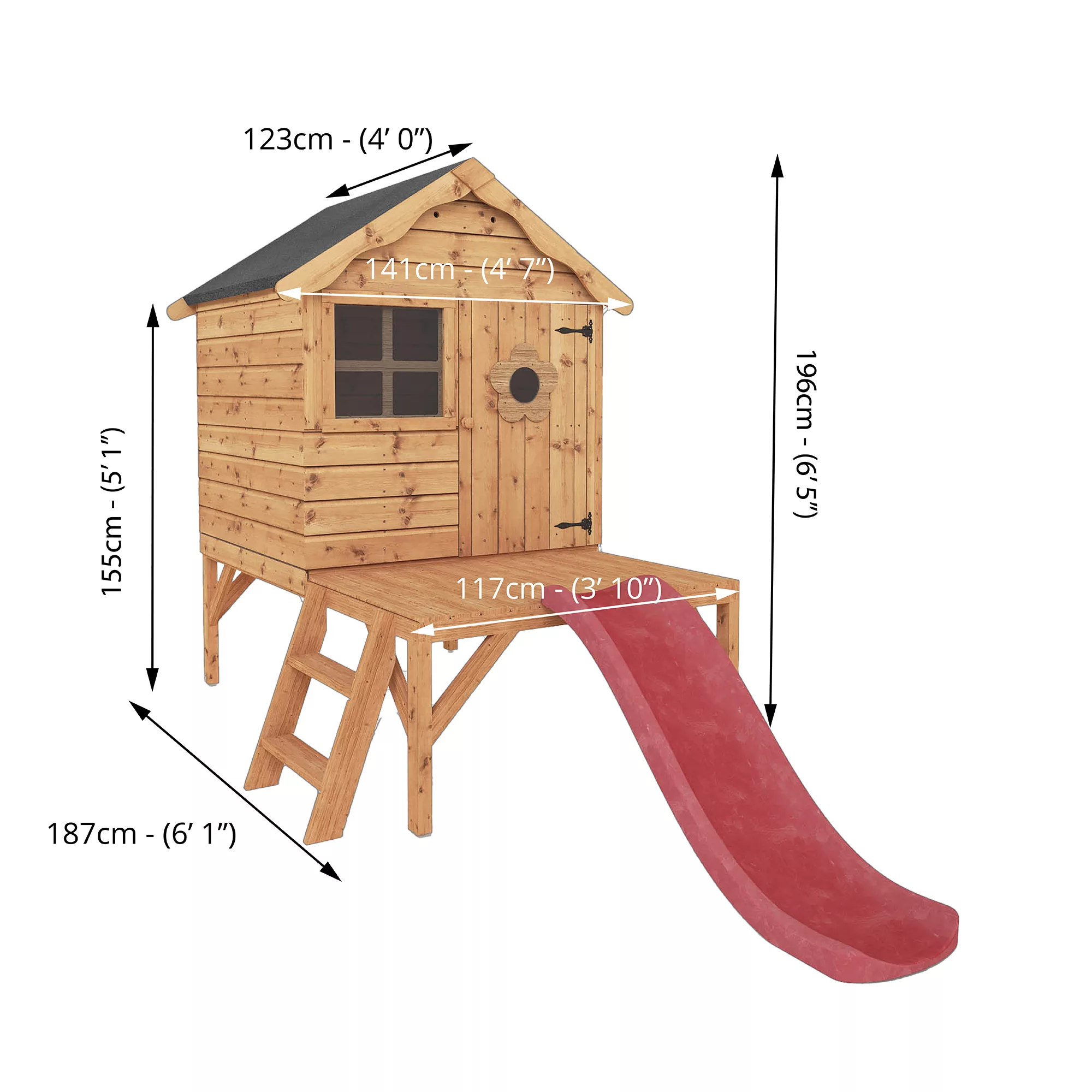 Mercia 8x10 Snug Apex Shiplap Tower Slide Playhouse - Assembly Service Included - Image 3