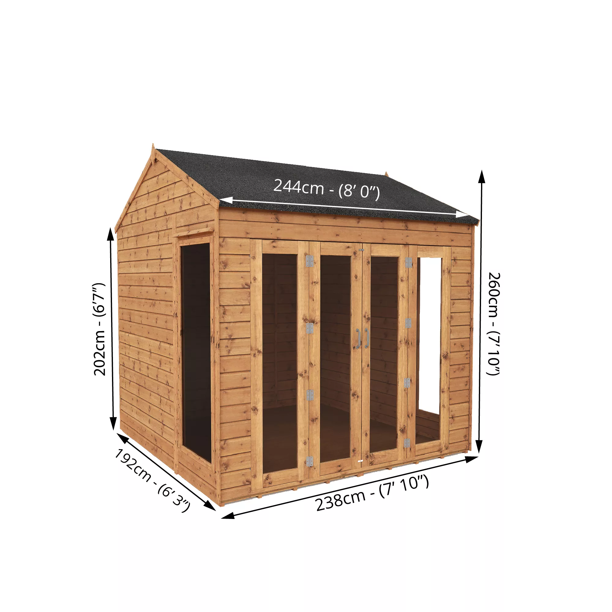 Mercia 8x8 Reverse Apex Tongue & Groove Summer House With Bi-fold Door - Image 3