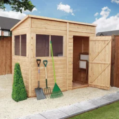 Mercia Premium 8x4 Ft Pent Shiplap Wooden 4 Windows Shed With Floor