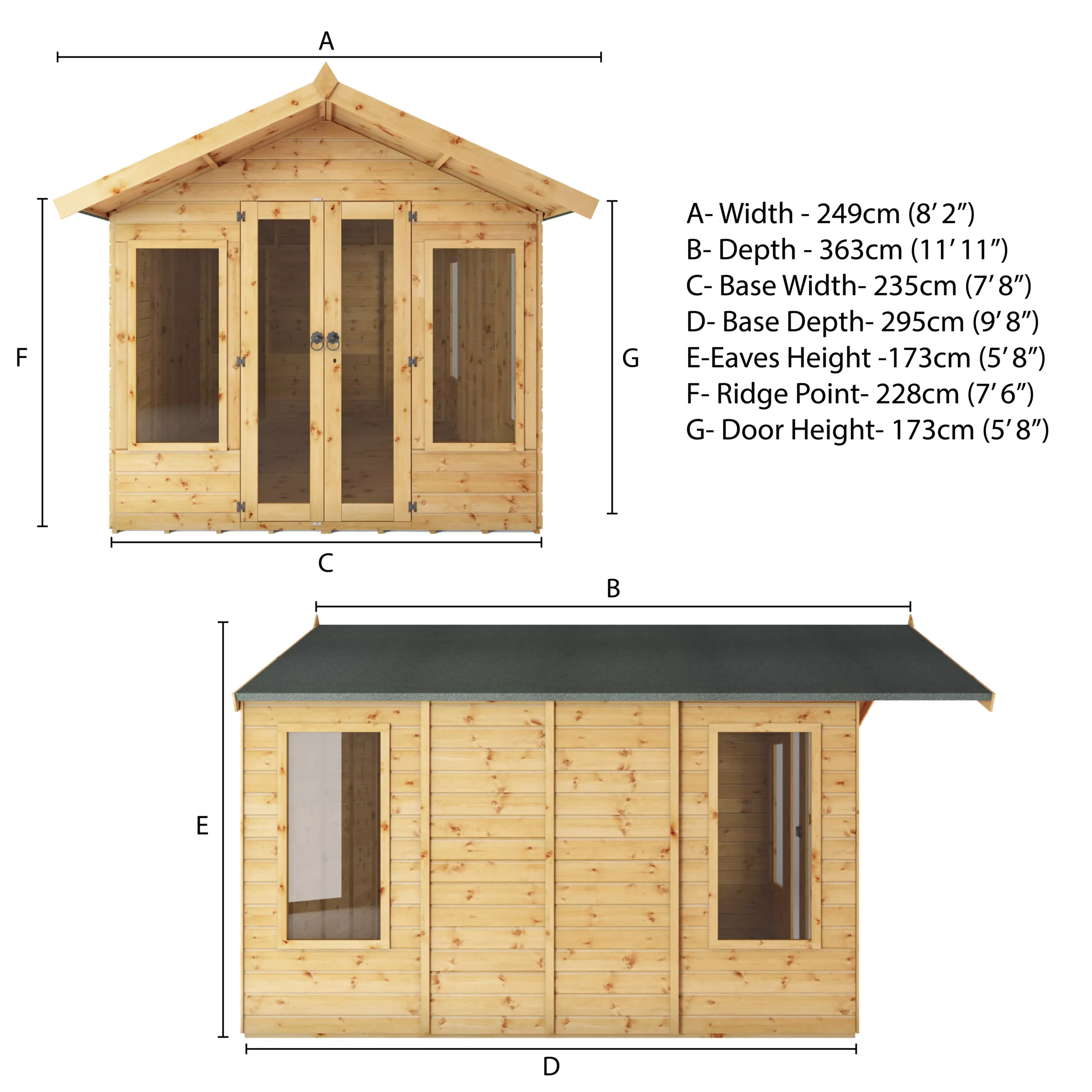 Mercia Sussex 10x8 Ft Apex Shiplap Wooden Summer House With Double Door - Image 7