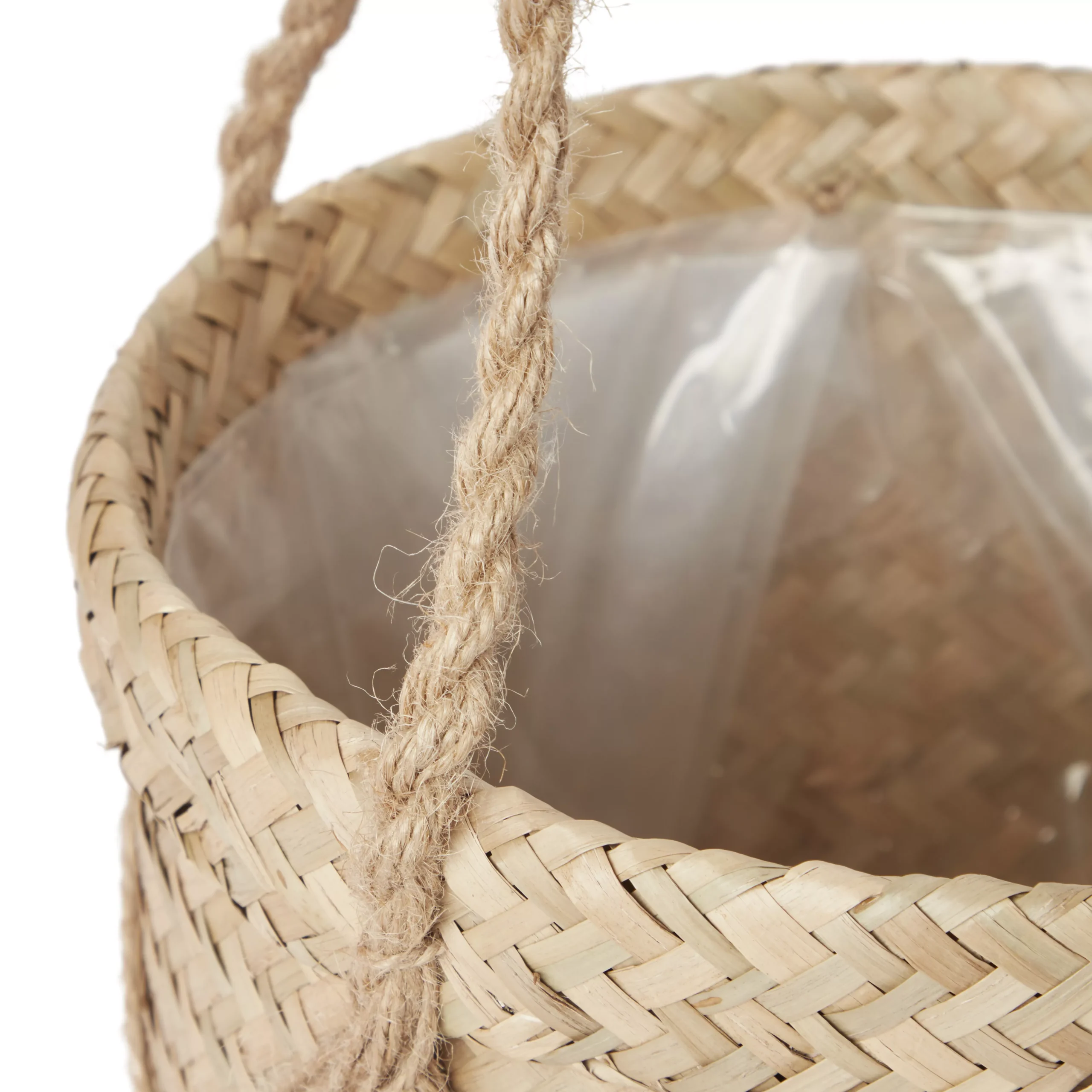 Natural Seagrass Herringbone Round Plant Pot (Dia)20.5cm - Image 3