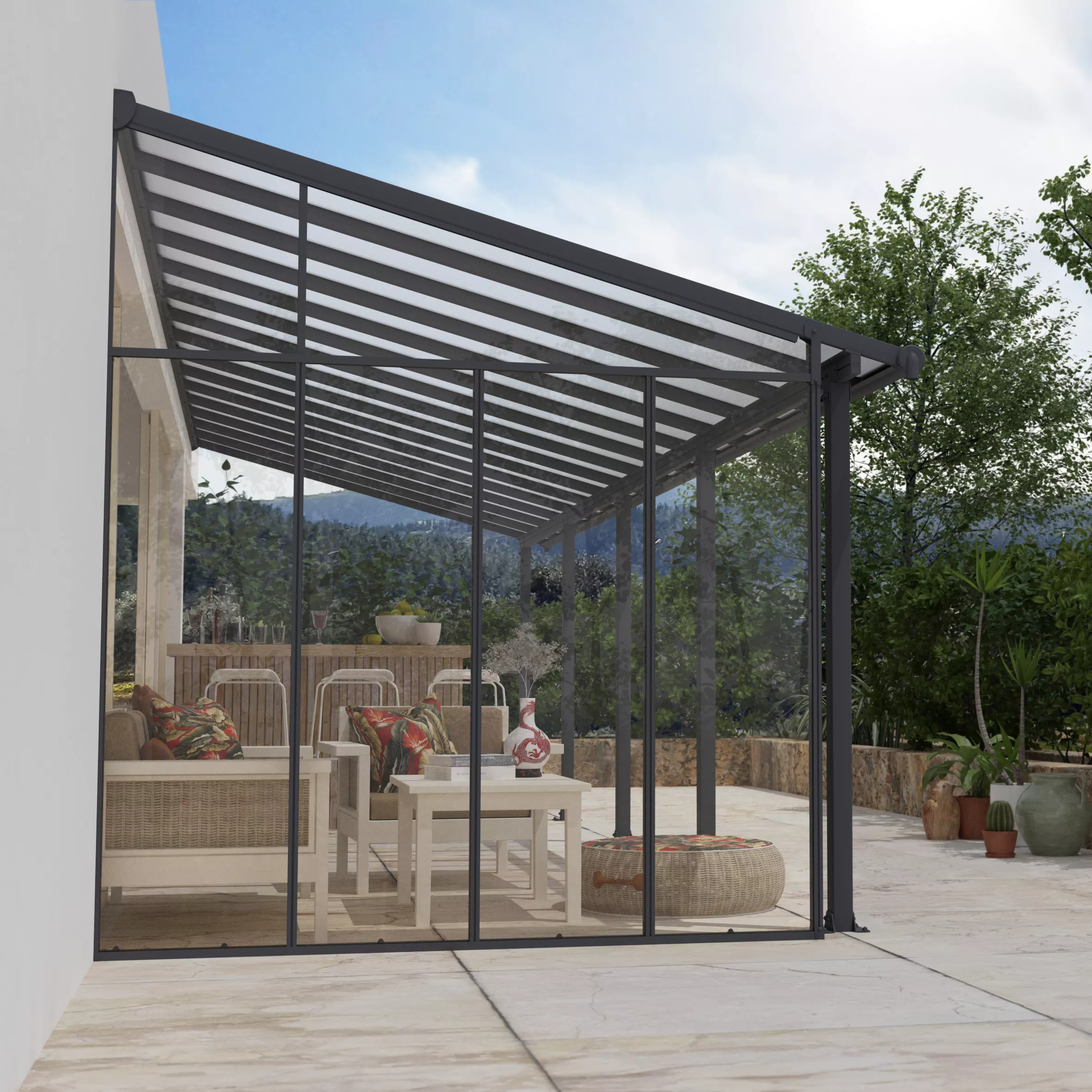 Palram - Canopia 3 Series Grey Patio Cover Side Wall, (L)2.57m (H)3.05m - Image 3
