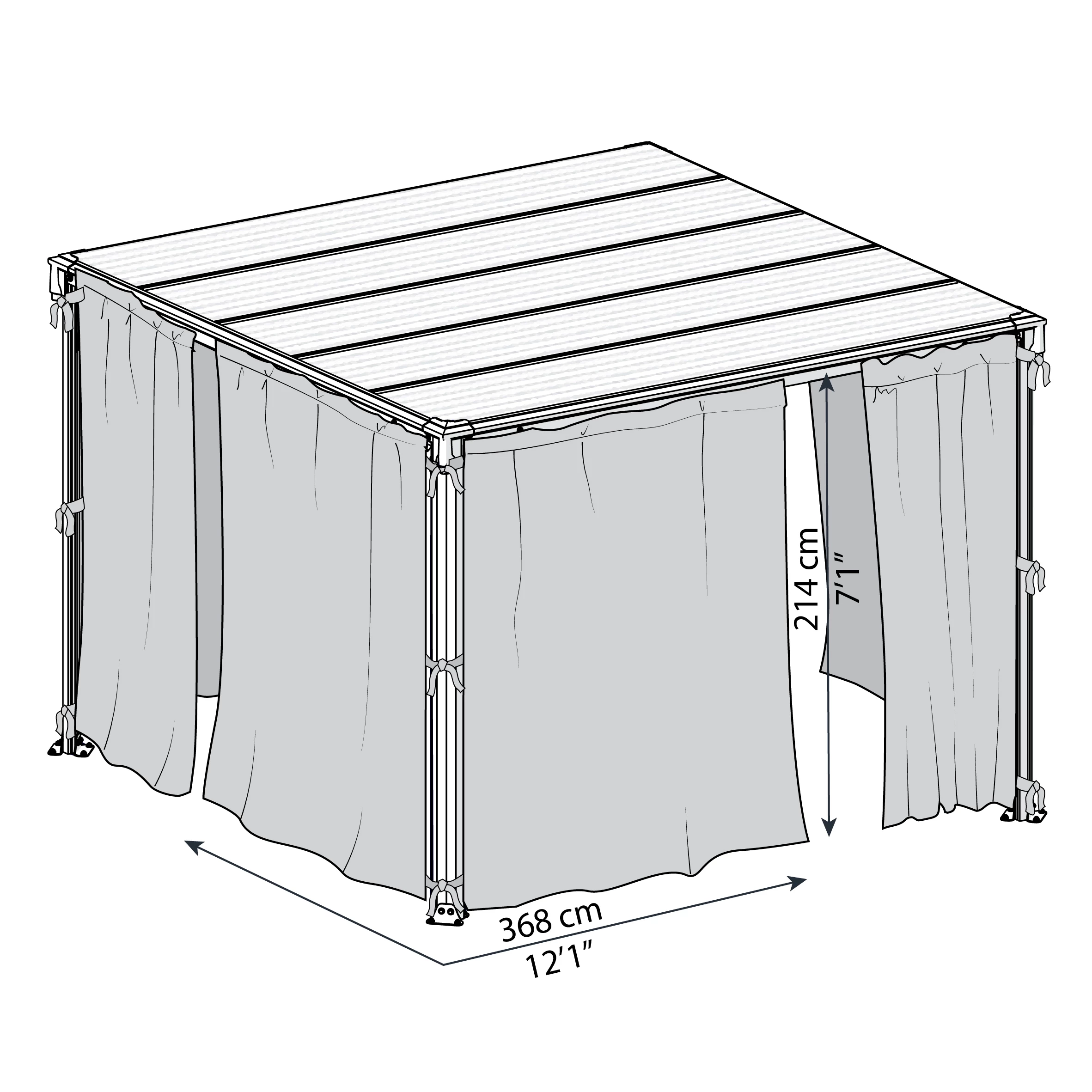 Palram - Canopia 3K Series Grey Polyester (PES) Gazebo Curtain, Pack Of 4 (L)2170mm (W)3660mm - Image 7