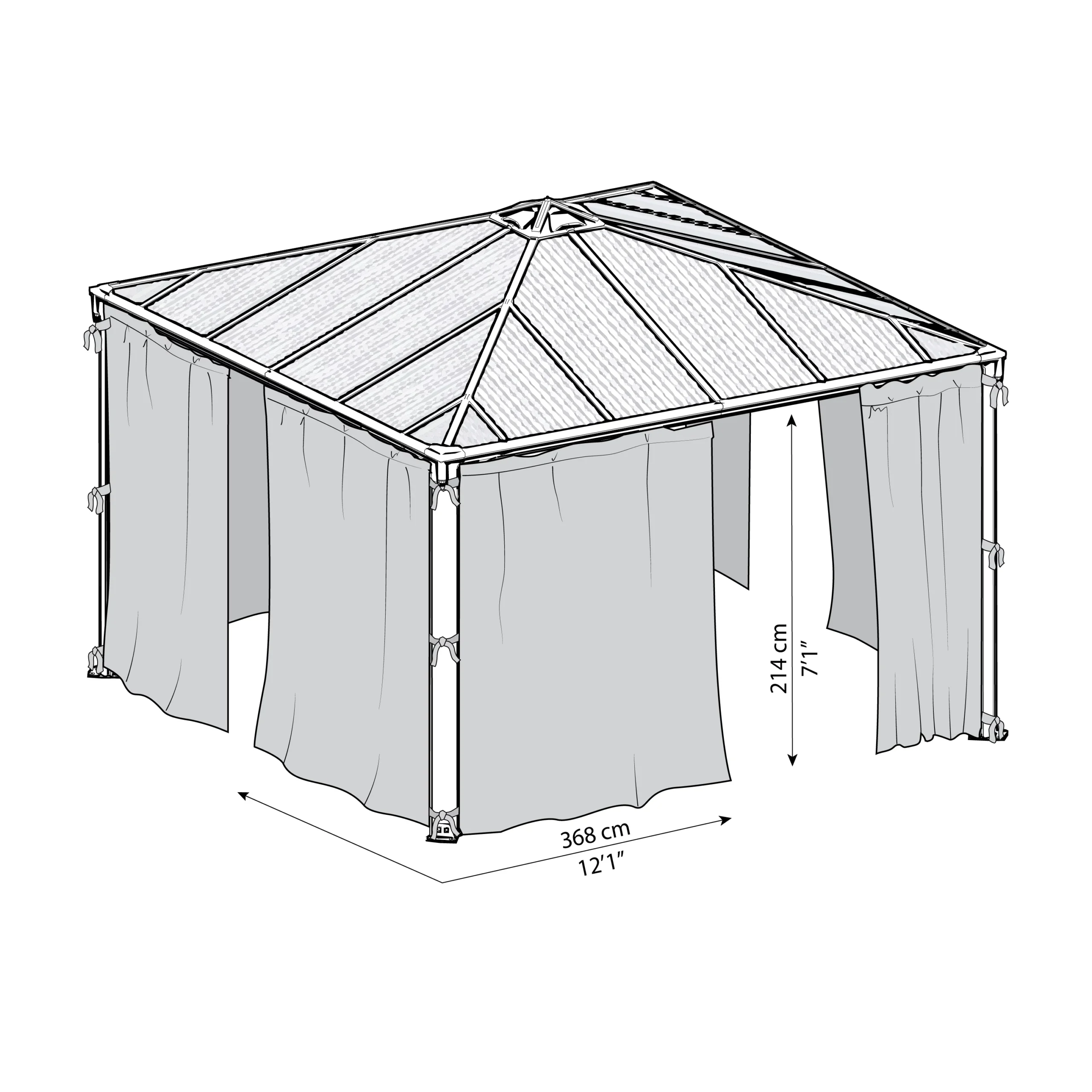 Palram - Canopia 3K Series Grey Polyester (PES) Gazebo Curtain, Pack Of 4 (L)2170mm (W)3660mm - Image 8