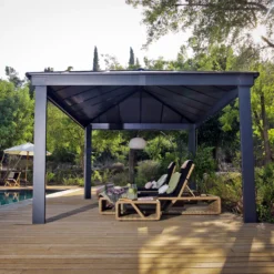 Palram - Canopia Dallas Grey Rectangular Gazebo, (W)4.88m (D)3.64m - Assembly Required