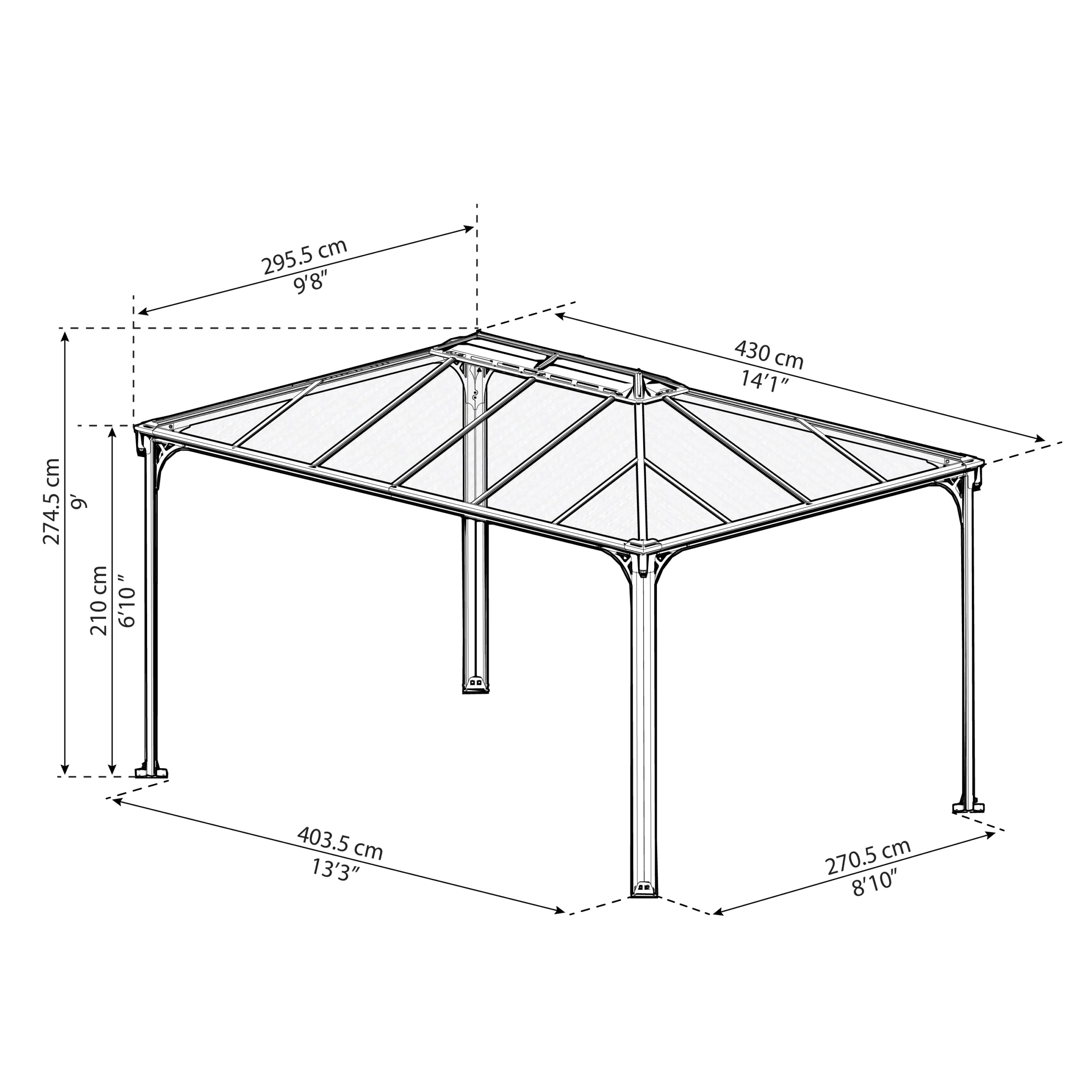Palram - Canopia Martinique Grey Rectangular Gazebo, (W)4.3m (D)2.96m - Assembly Required - Image 12