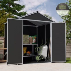 Palram - Canopia Rubicon 6x5 Apex Dark Grey Plastic Shed With Floor