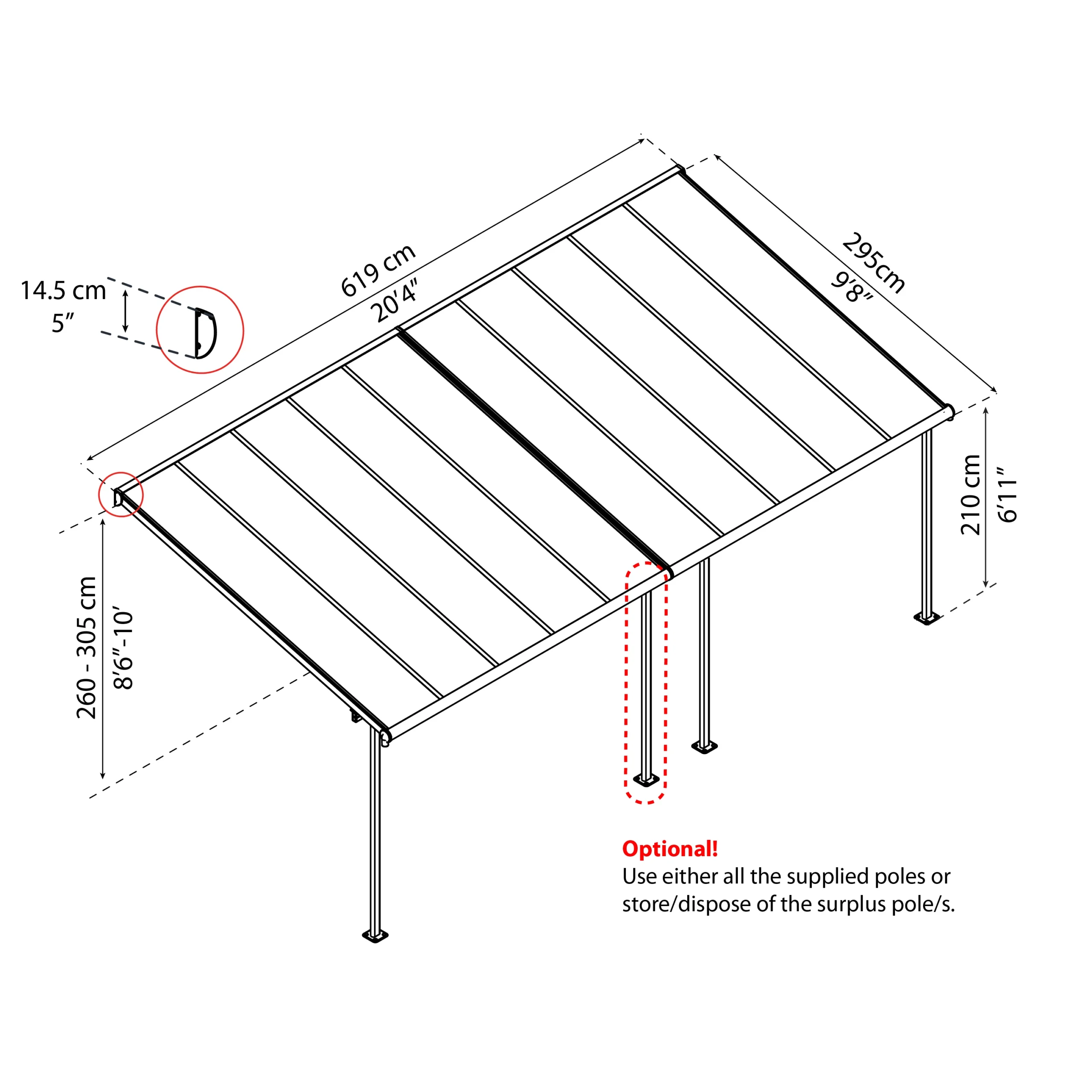 Palram - Canopia Sierra White Non-retractable Awning, (L)6.19m (H)3.05m (W)2.99m - Image 9