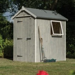 Rowlinson Heritage 6x4 Ft Apex Grey Wooden Shed With Floor