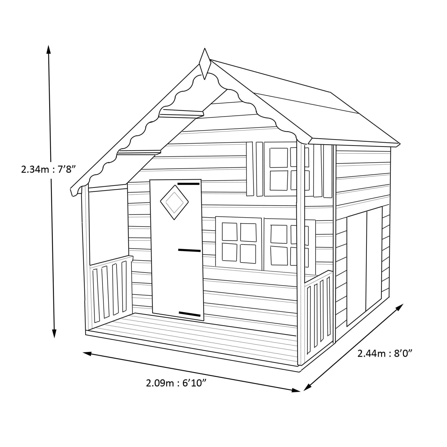 Shire 7x8 Crib Whitewood Pine Playhouse Assembly Required - Image 5