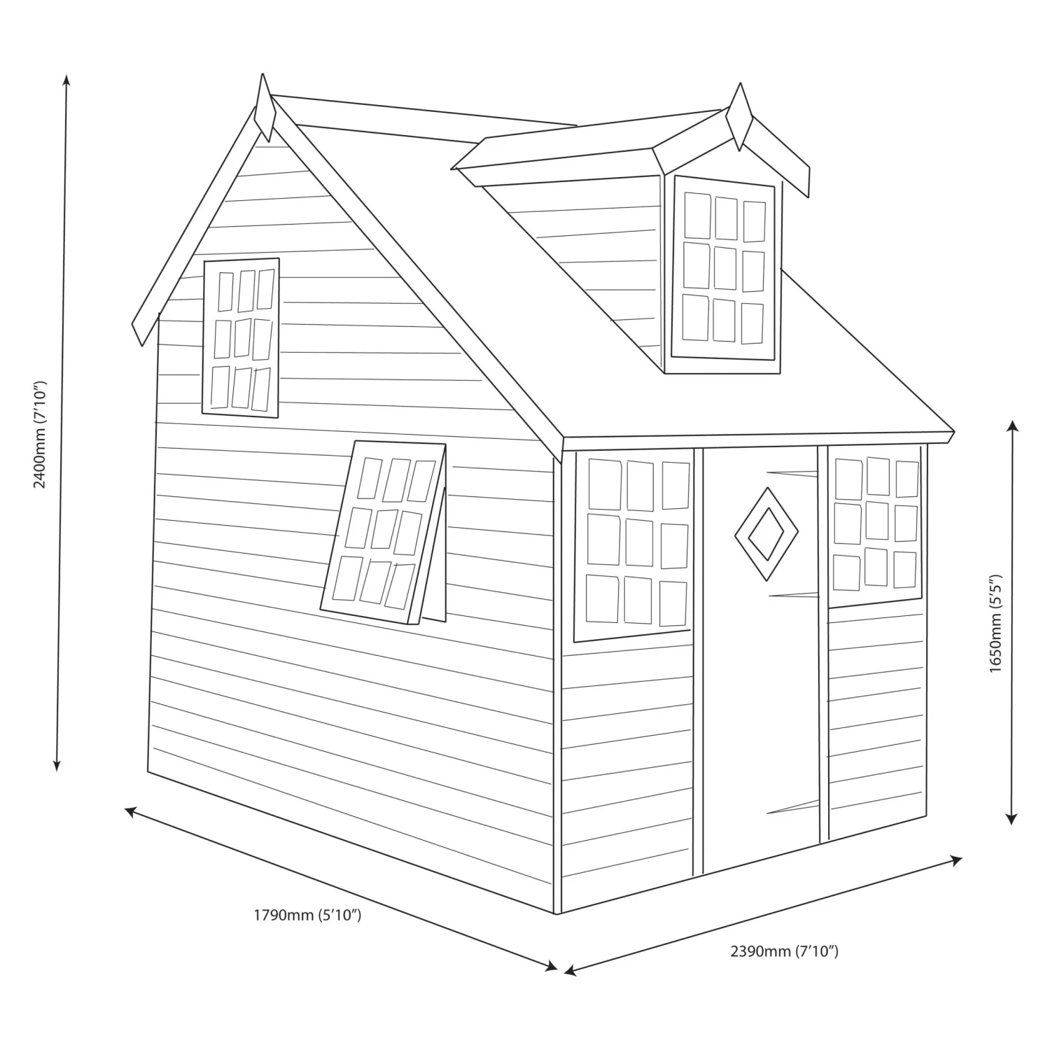 Shire 8x6 Cottage Whitewood Pine Playhouse Assembly Required - Image 5
