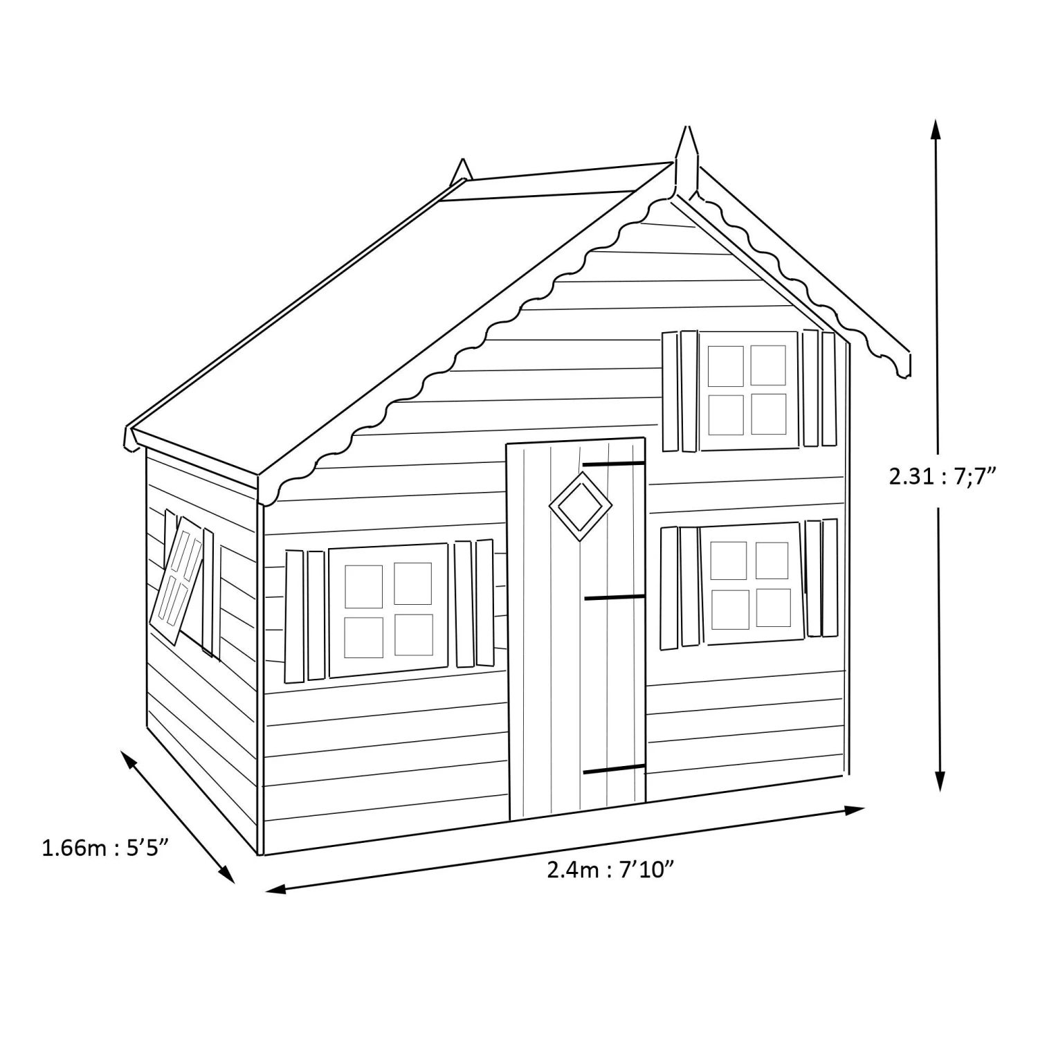 Shire 8x6 Loft Whitewood Pine Playhouse Assembly Required - Image 5