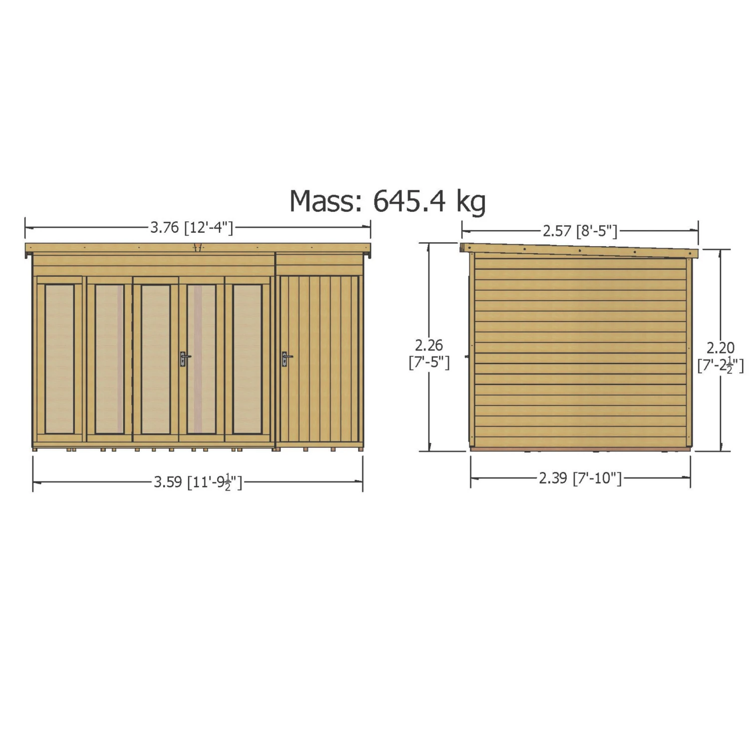 Shire Aster 12x8 Pent Shiplap Wooden Summer House - Image 2
