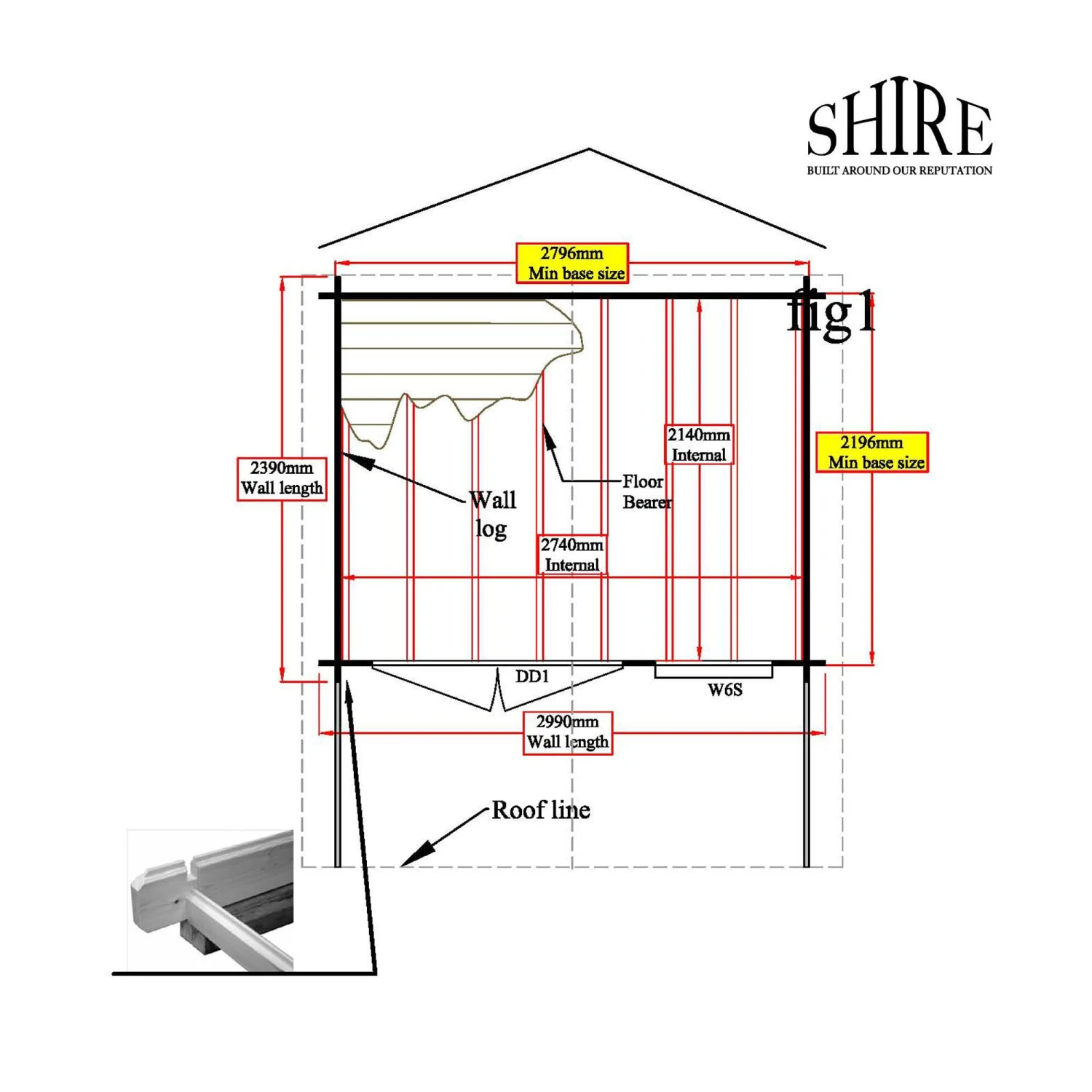 Shire Cannock 10x8 Ft Toughened Glass Apex Tongue & Groove Wooden Cabin With Felt Tile Roof - Image 5