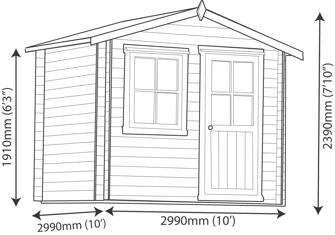 Shire Hartley 10x10 Apex Tongue & Groove Wooden Cabin (Base Included) - Image 10