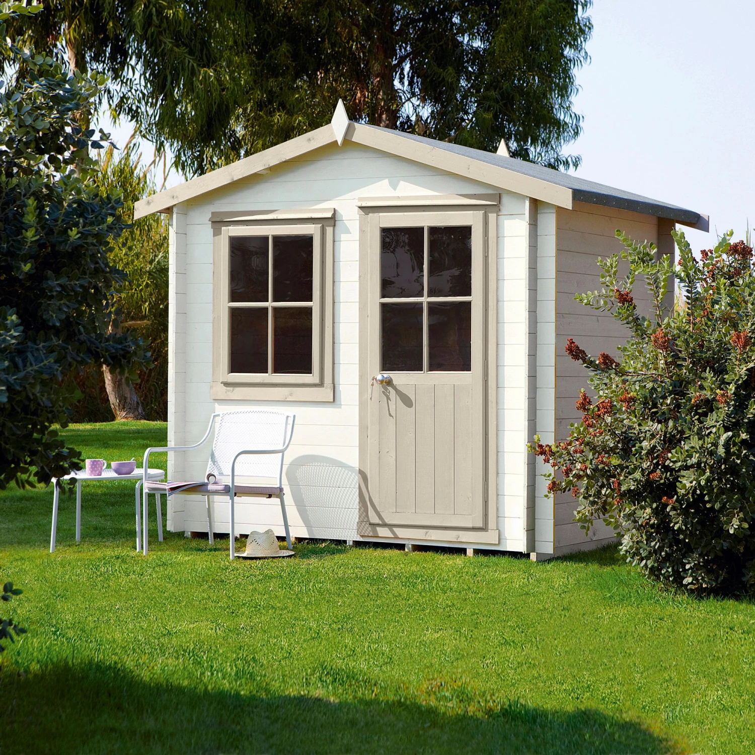 Shire Hartley 7x7 Glass Apex Tongue & Groove Wooden Cabin - Base Not Included