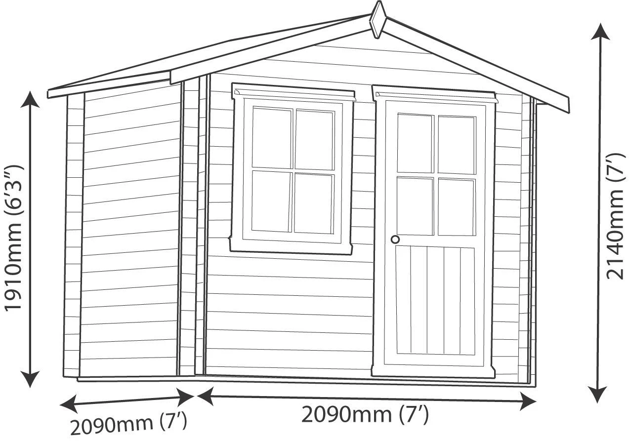 Shire Hartley 7x7 Glass Apex Tongue & Groove Wooden Cabin - Base Not Included - Image 11