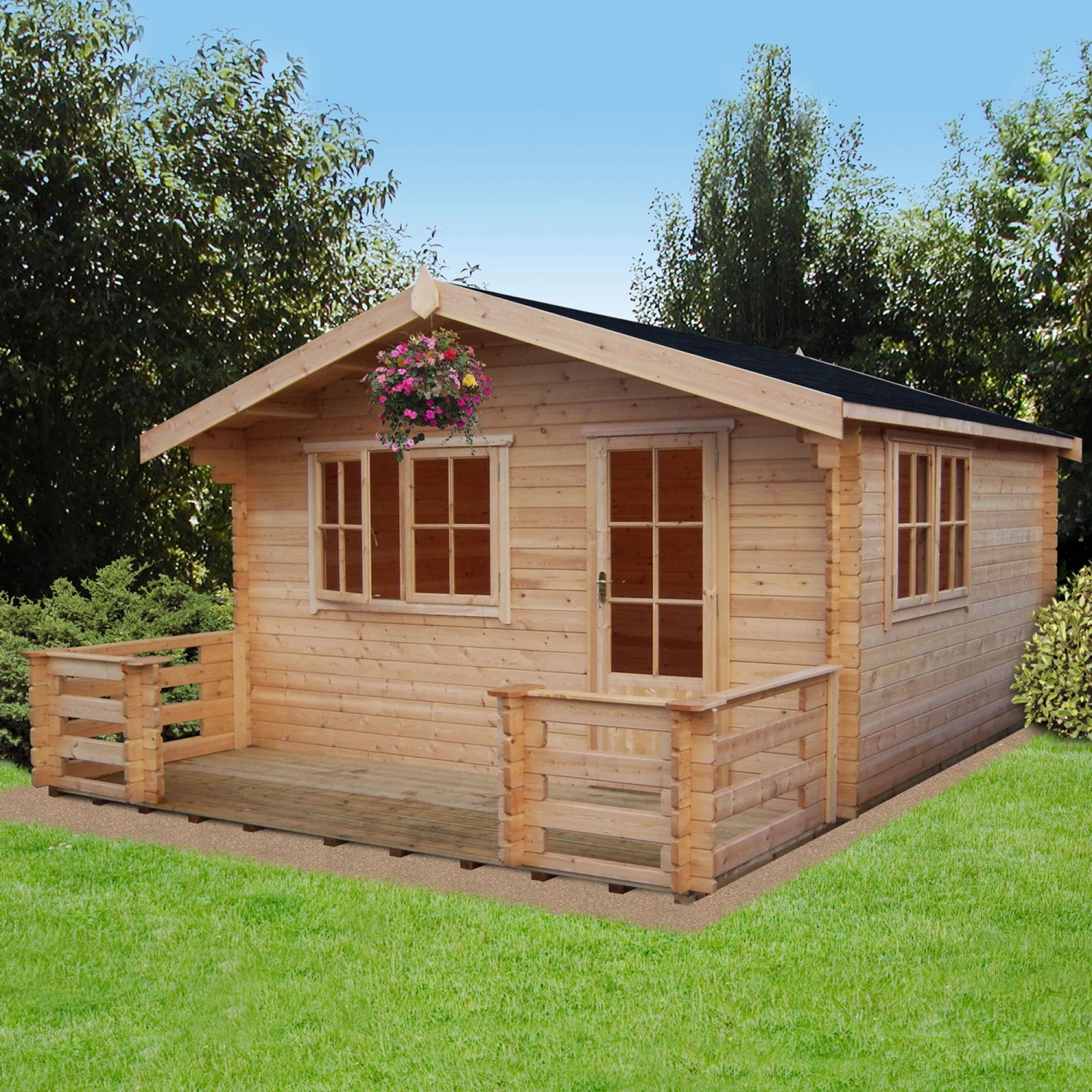 Shire Kinver 12x12 Ft Apex Tongue & Groove Wooden Cabin With Felt Tile Roof - Assembly Service Included - Image 3