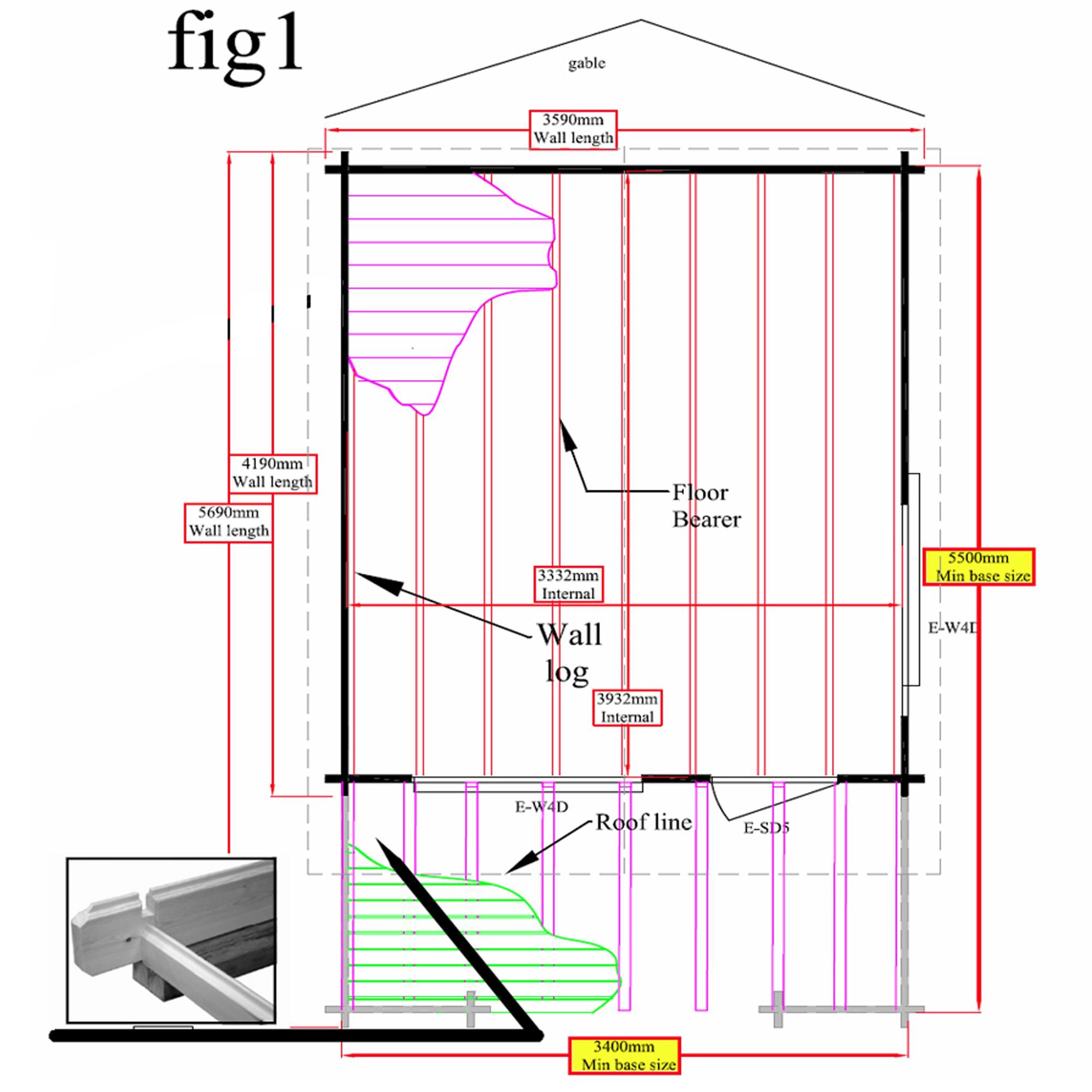 Shire Kinver 12x14 Ft Apex Tongue & Groove Wooden Cabin With Felt Tile Roof - Assembly Service Included - Image 4